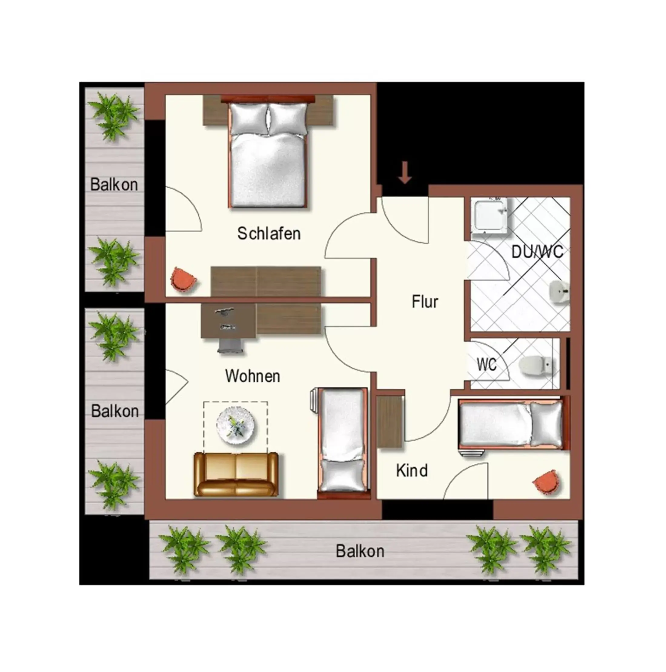 Photo of the whole room, Floor Plan in Hotel Kögele