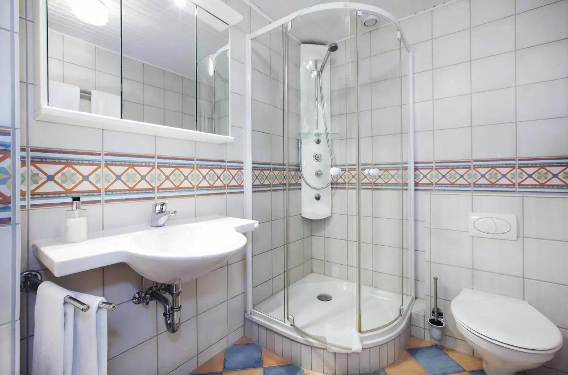 Shower, Bathroom in Hotel Bergschlößchen