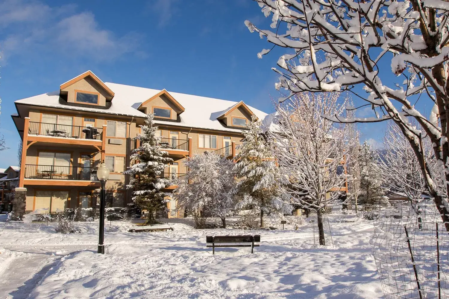 Property building, Winter in Bighorn Meadows Resort