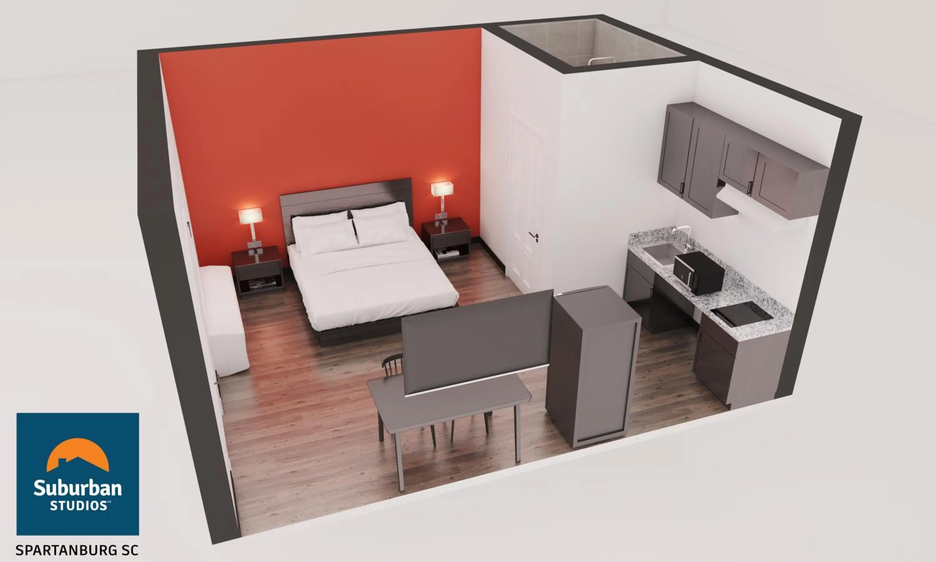 Bedroom, Bed in Suburban Studios Spartanburg - I-26