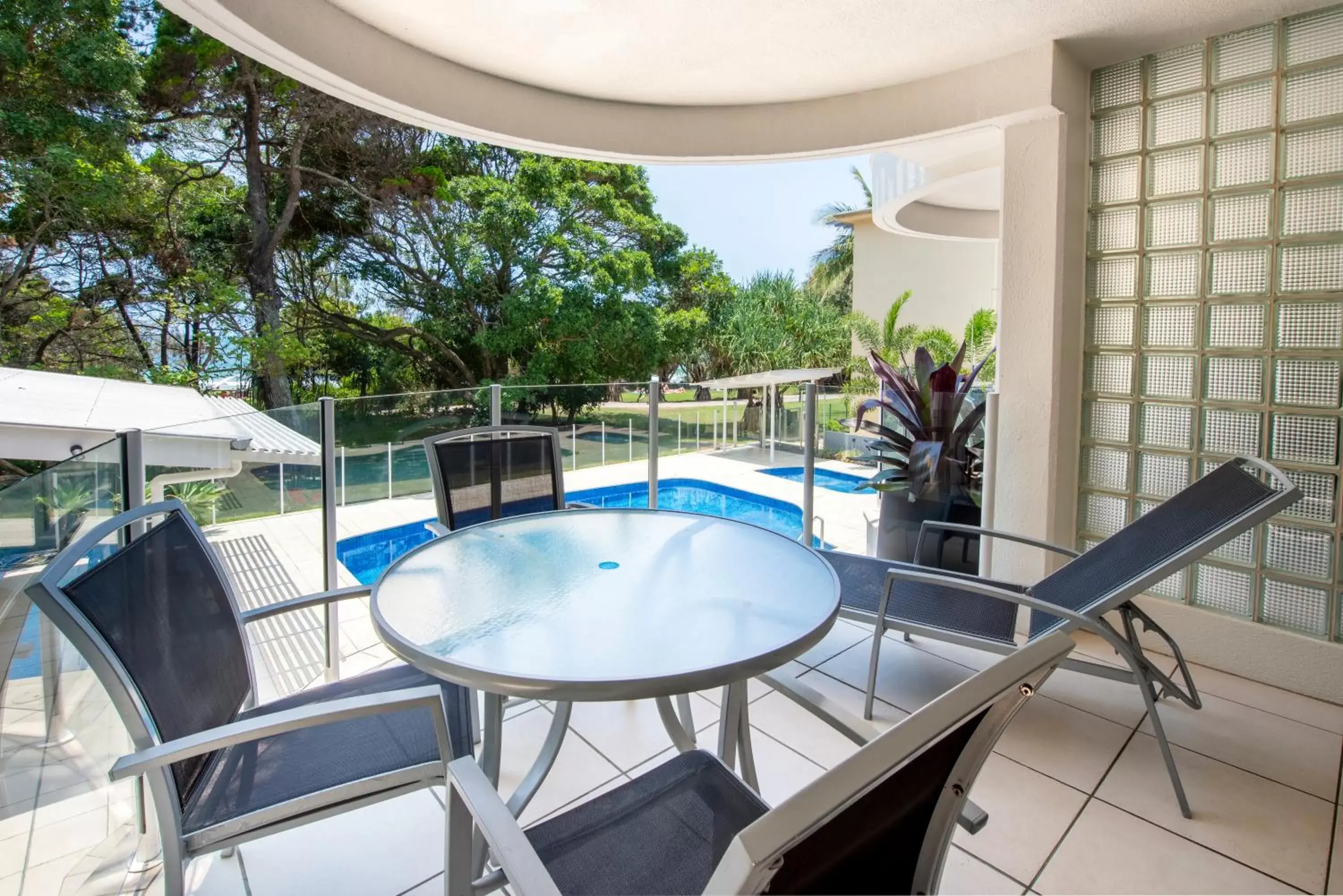 Balcony/Terrace, Swimming Pool in SandCastles Noosa