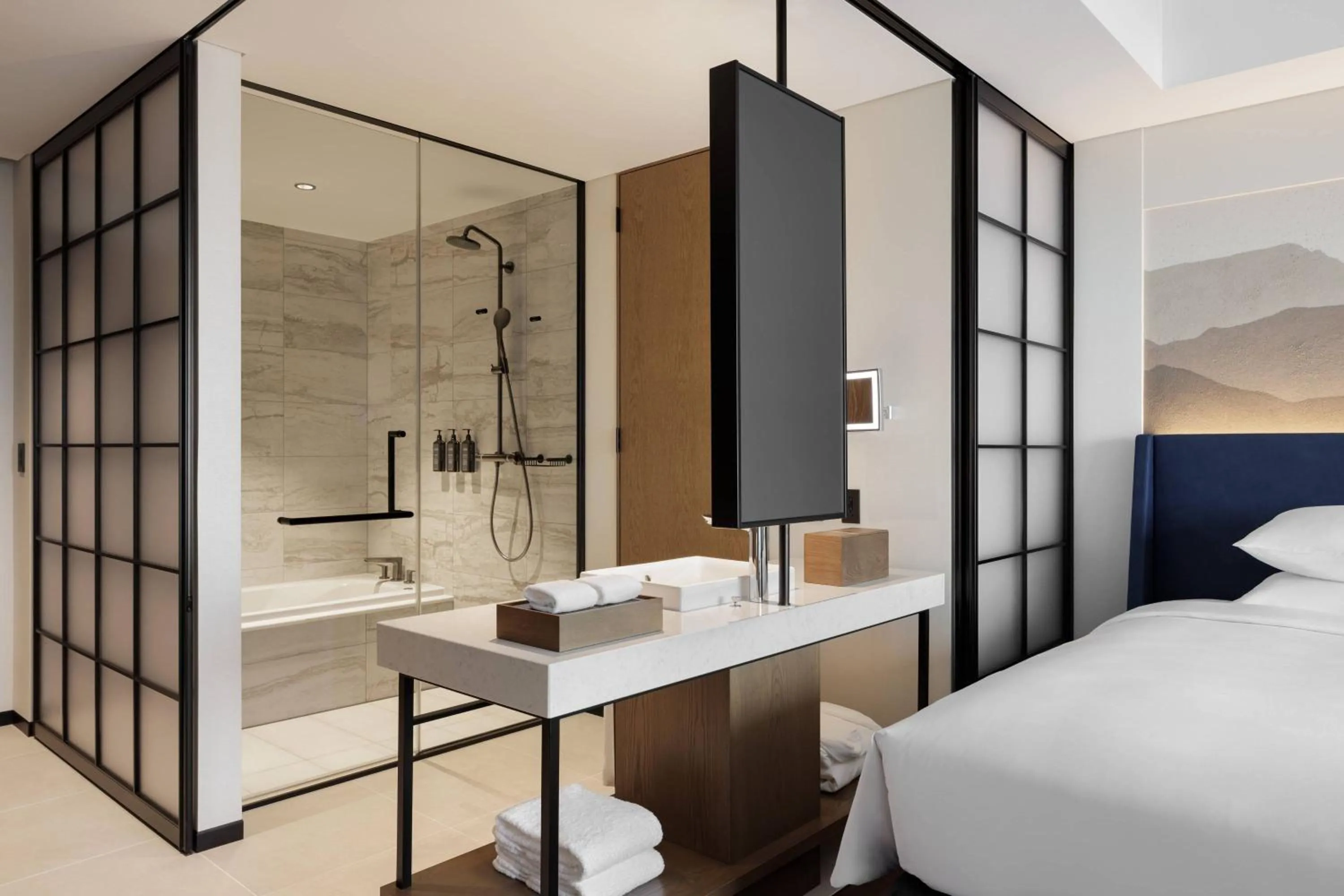 Bathroom, Bed in Sheraton Kagoshima