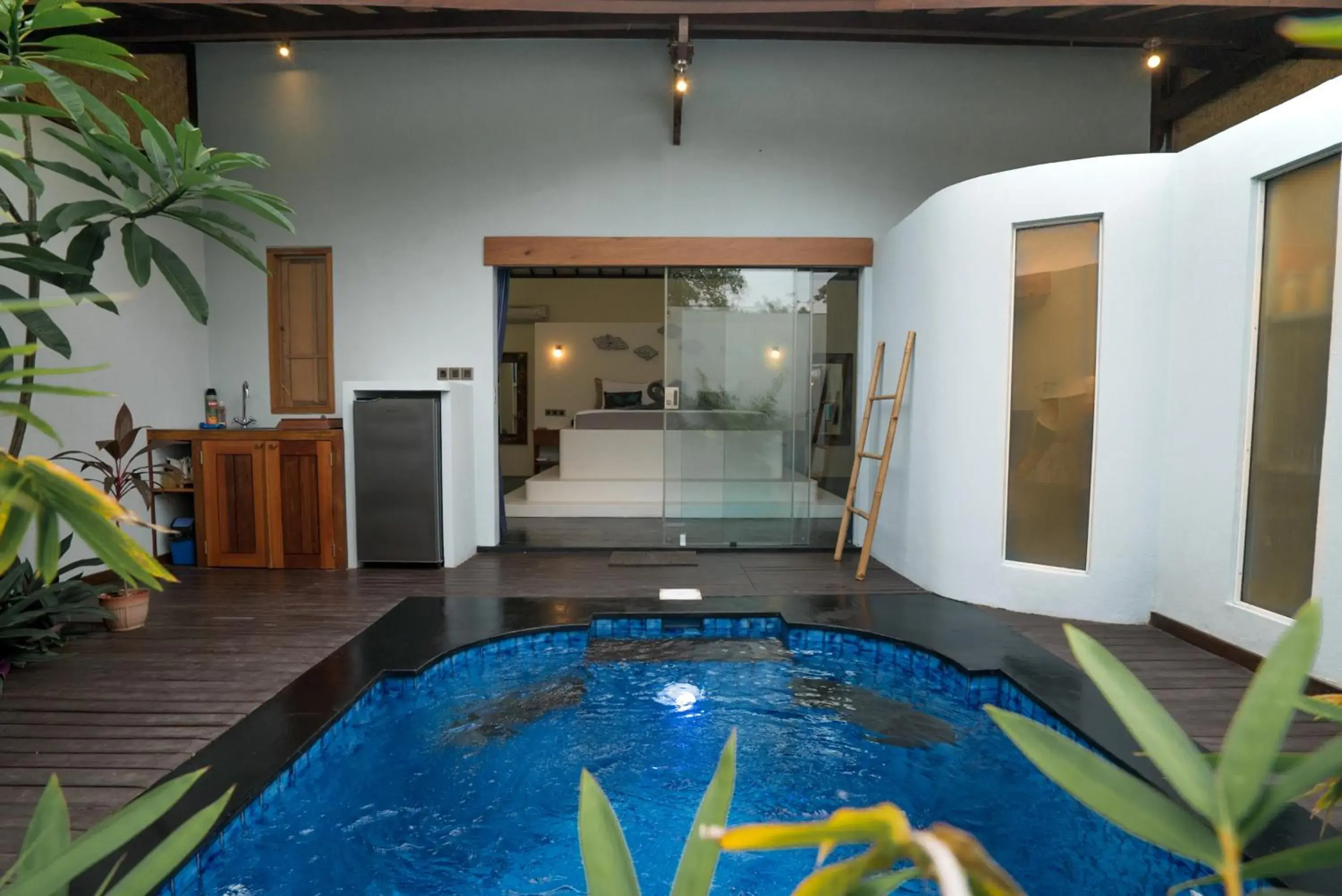 Bed, Swimming Pool in Stay Shark Villas Gili Air