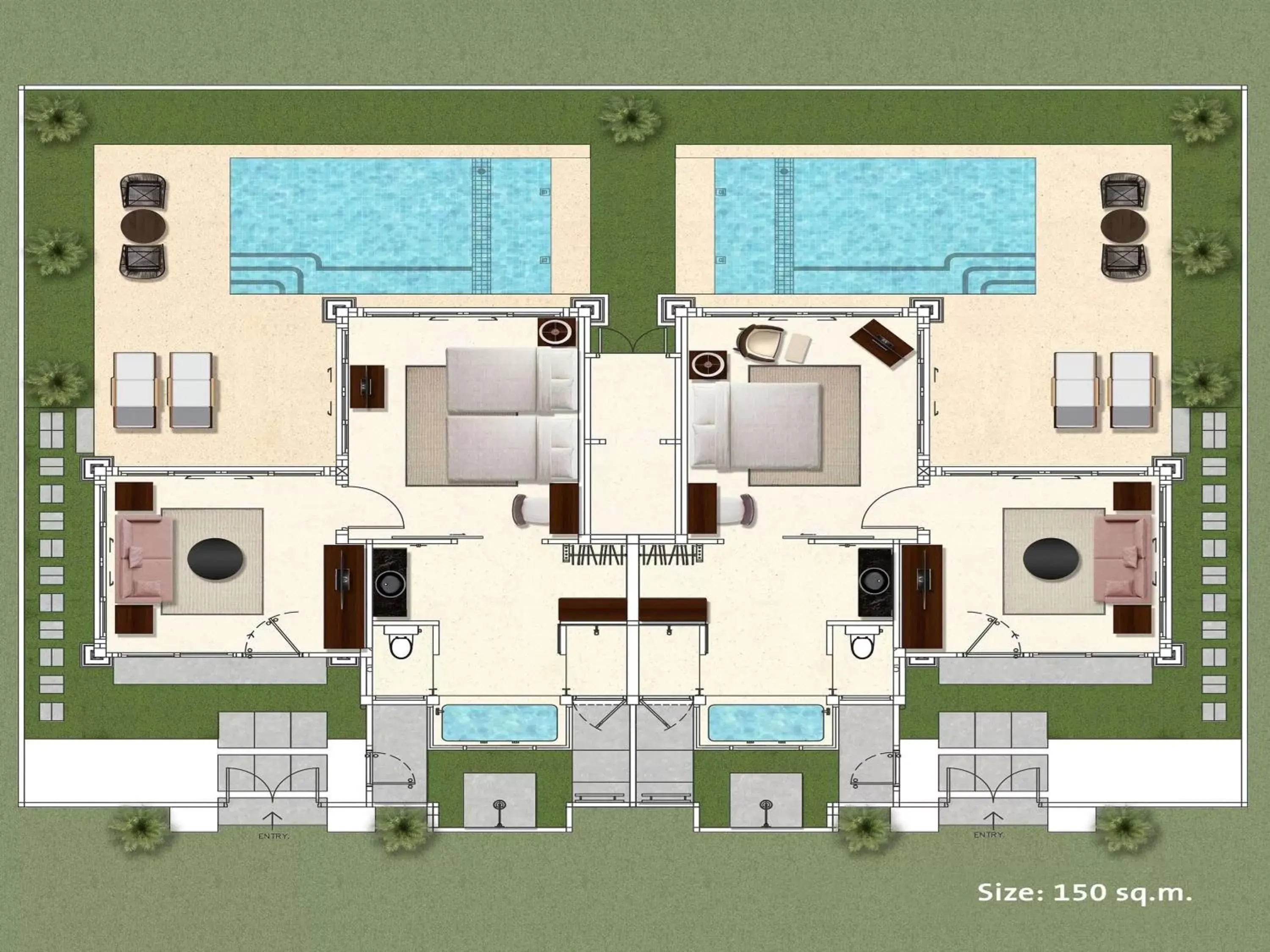 Bedroom, Floor Plan in Mövenpick Asara Resort & Spa Hua Hin