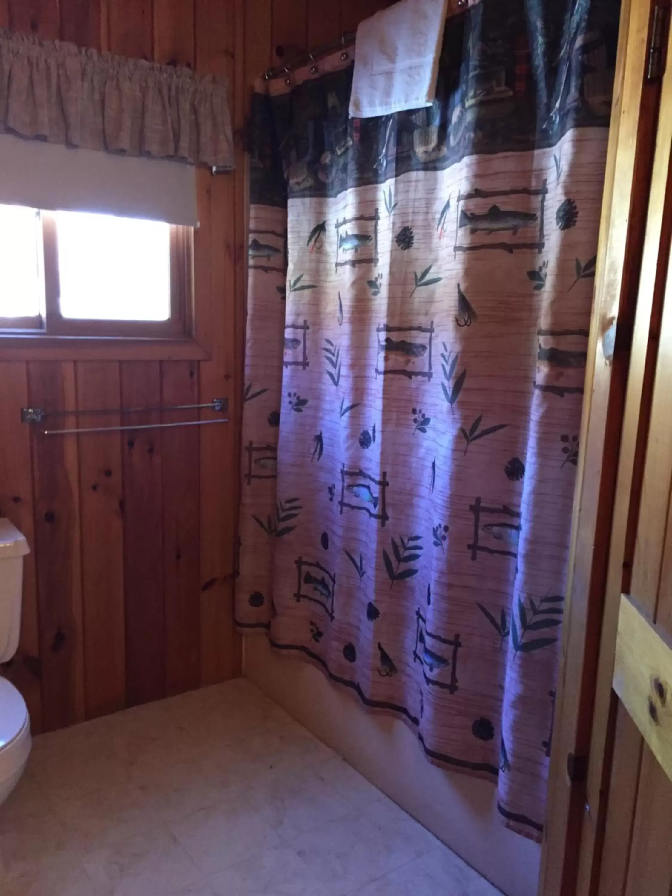 Shower, Bed in Rough Cut Lodge