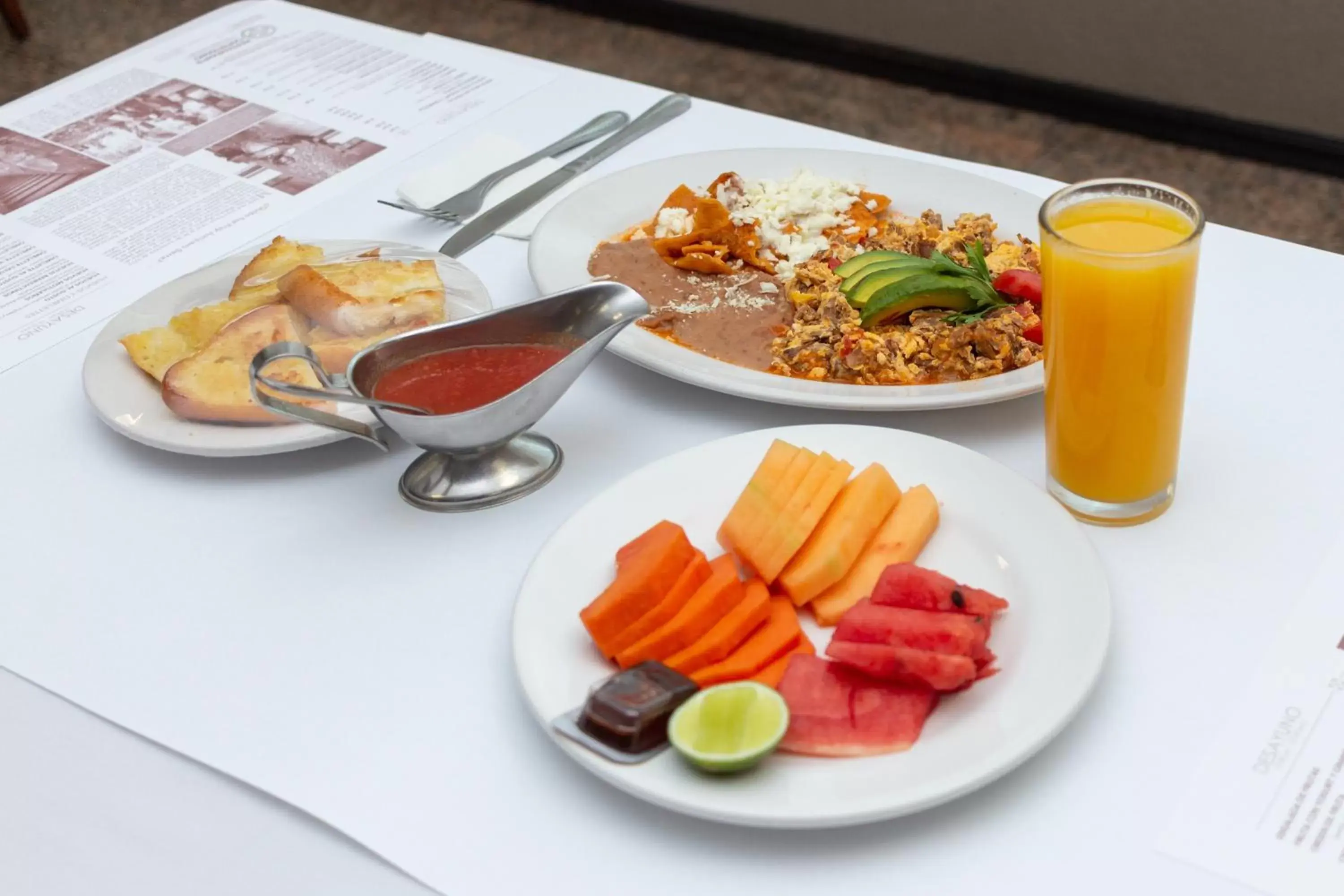 Food close-up, Breakfast in Hotel Fray Junipero Serra