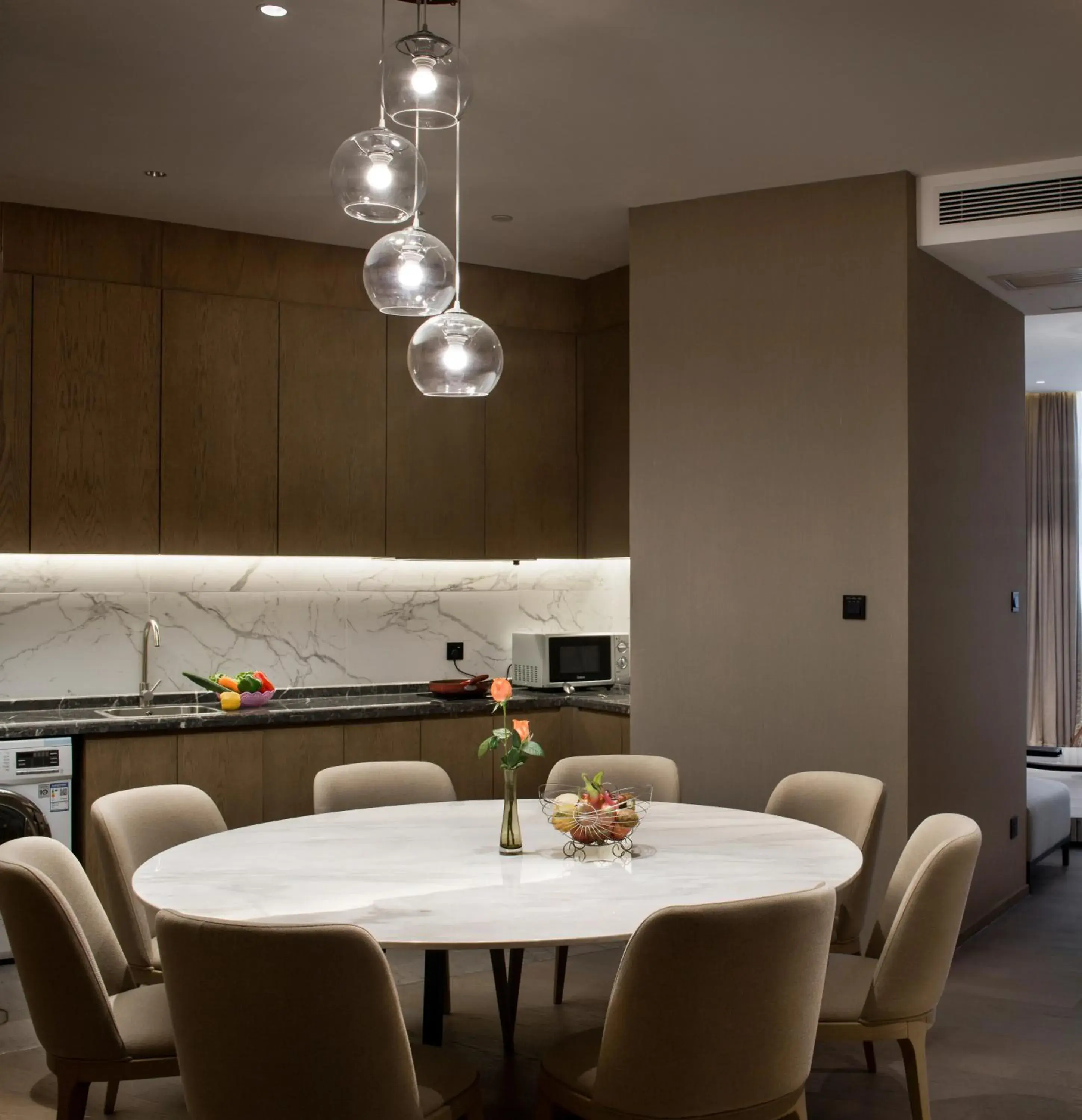 Living room, Dining Area in Swisstouches Guangzhou Hotel Residences