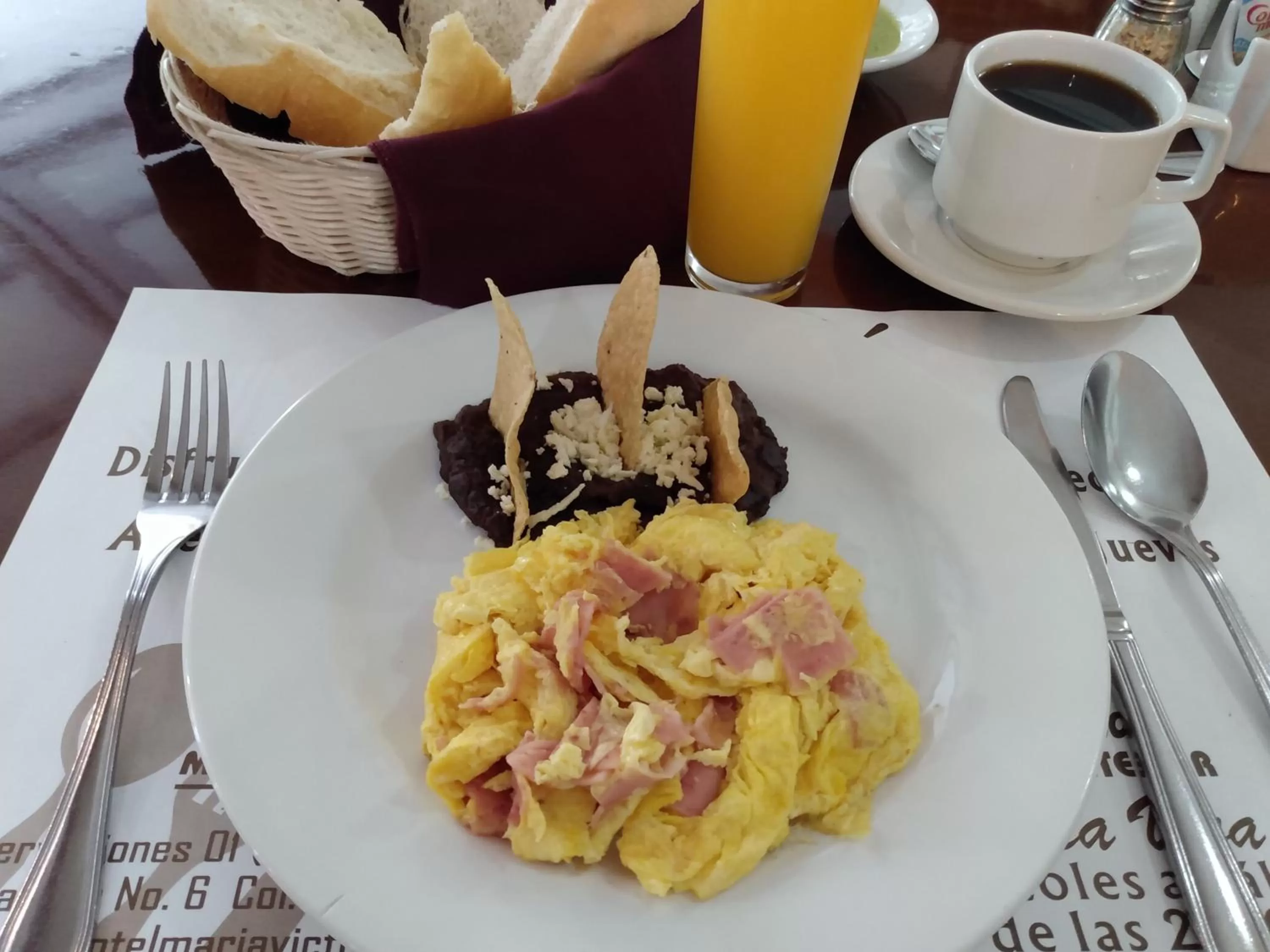 Breakfast in Hotel Maria Victoria Xalapa