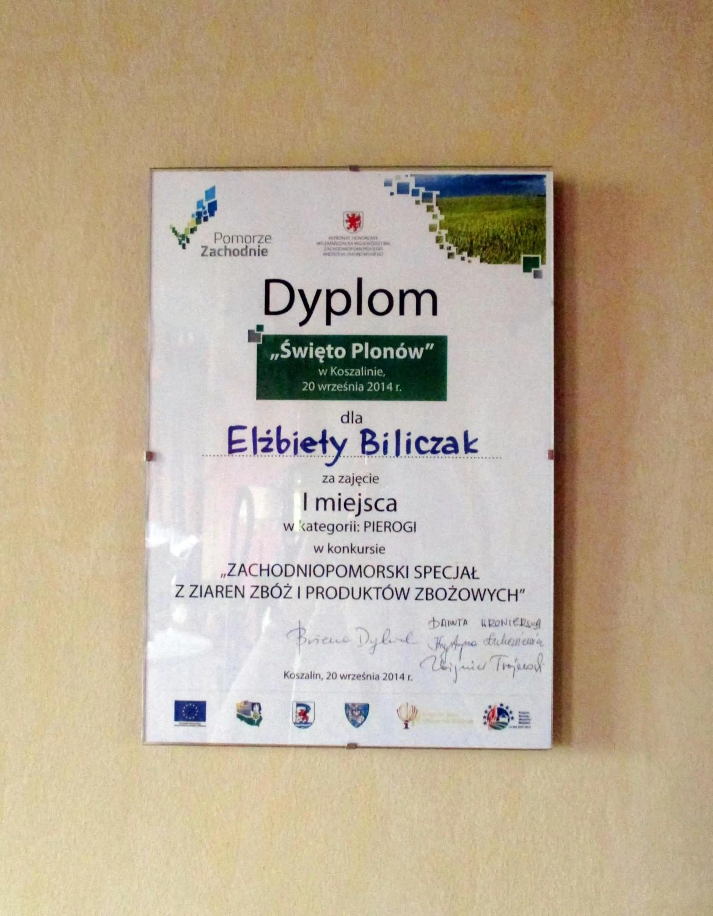 Certificate/Award in Gościniec pod Kłosem
