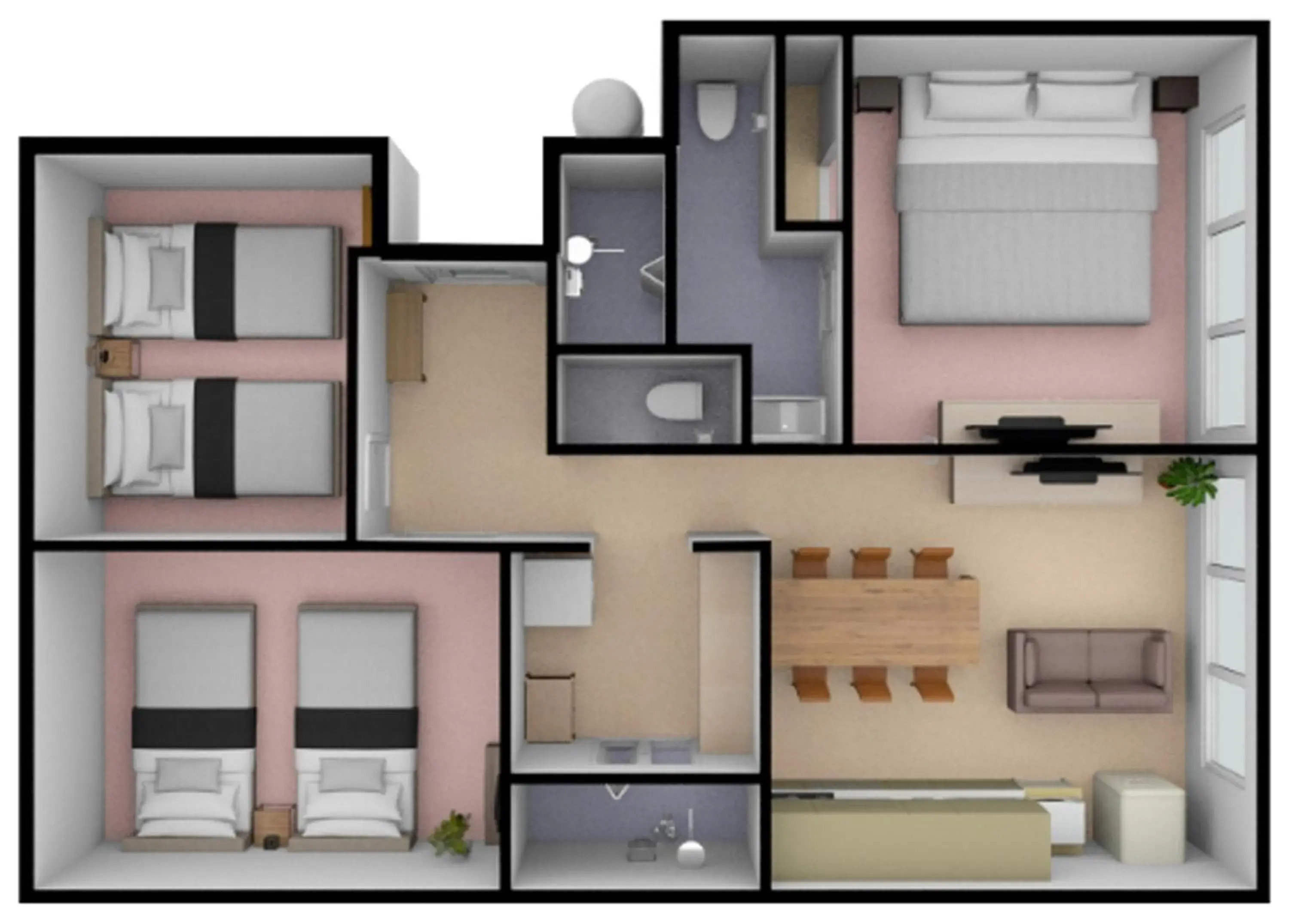 Photo of the whole room, Floor Plan in R&Run Kyoto Serviced Apartment & Suites