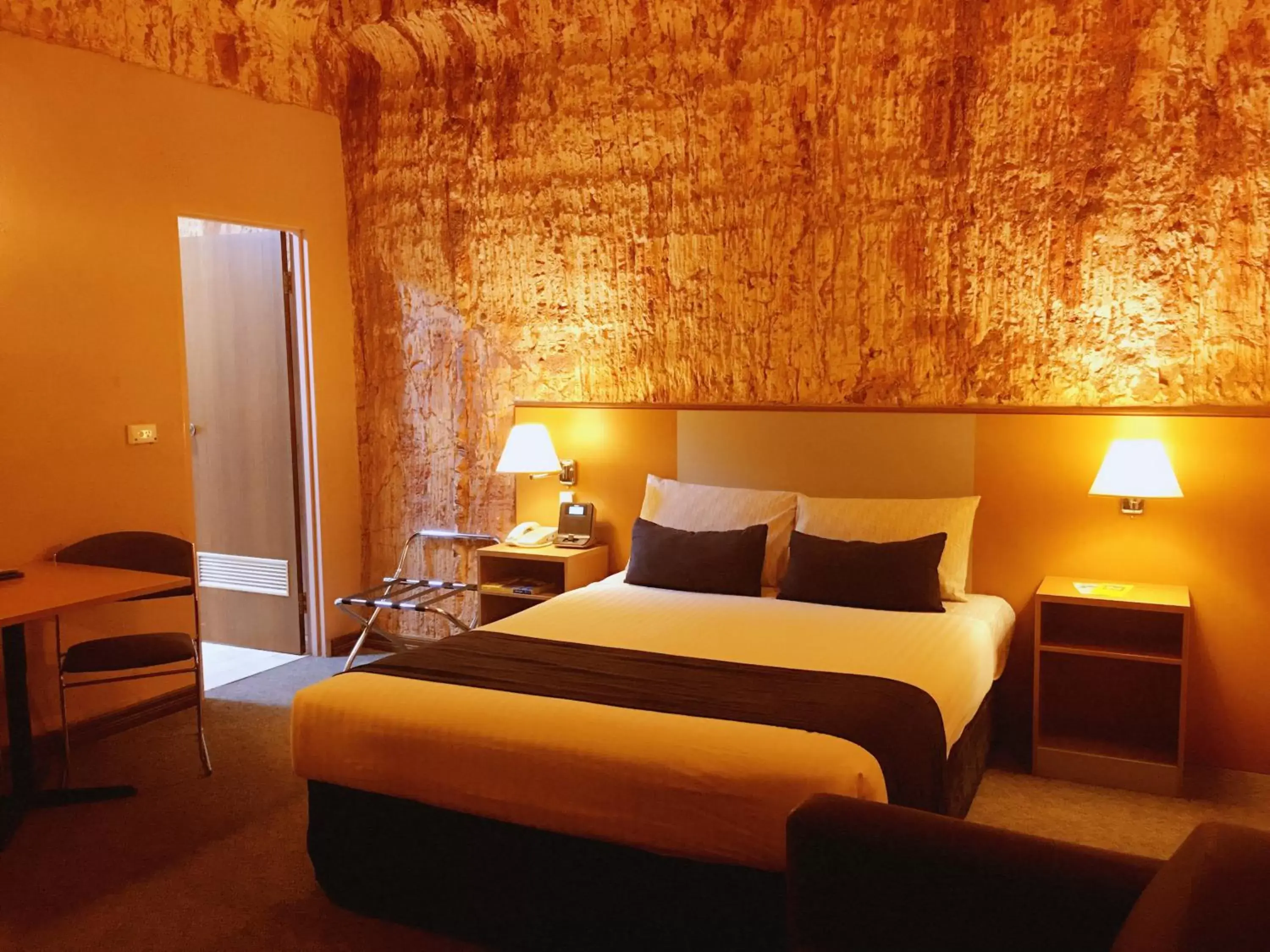 Bed in Desert Cave Hotel