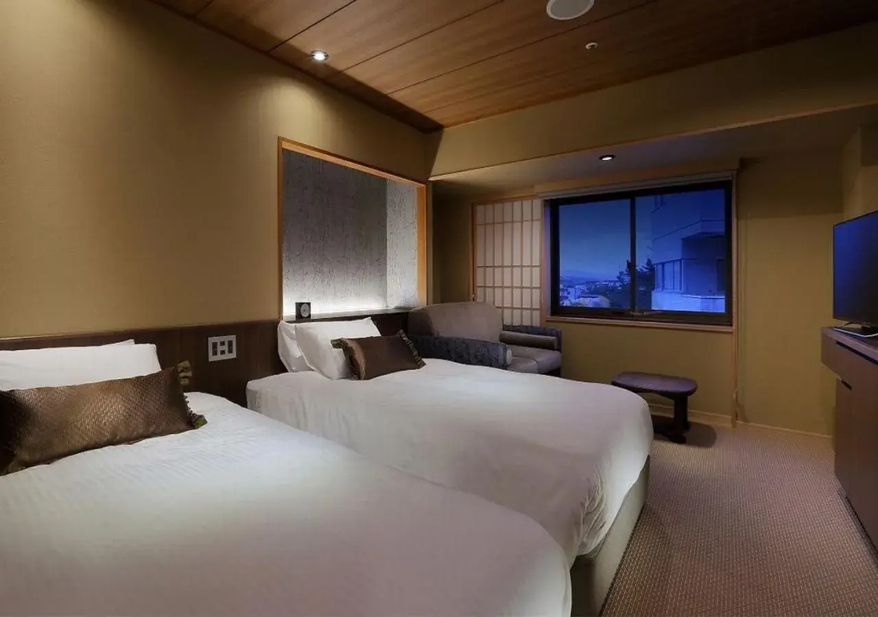 Photo of the whole room, Bed in Hakodate Hotel Banso