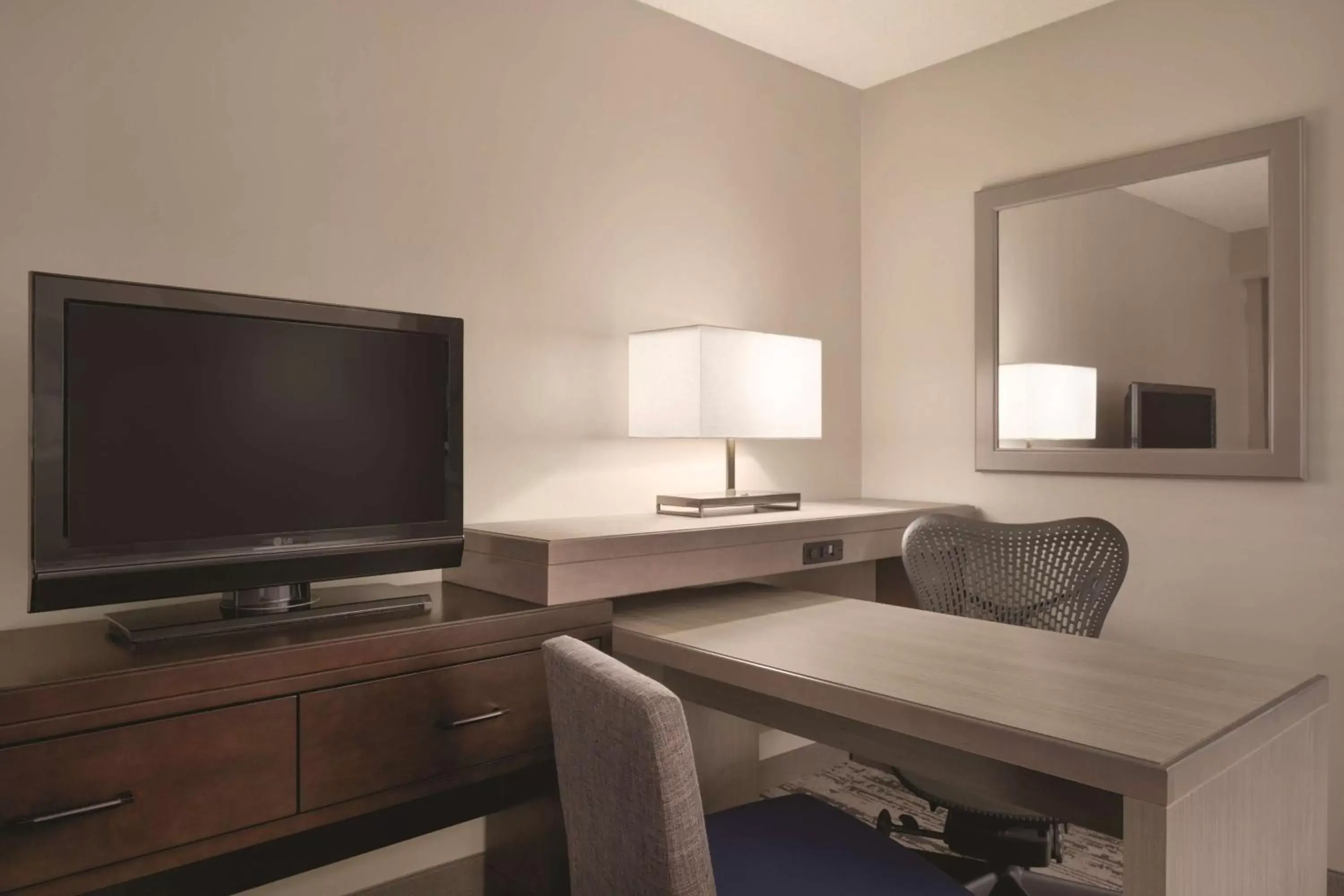 Bed, TV/Entertainment Center in Embassy Suites by Hilton Atlanta at Centennial Olympic Park