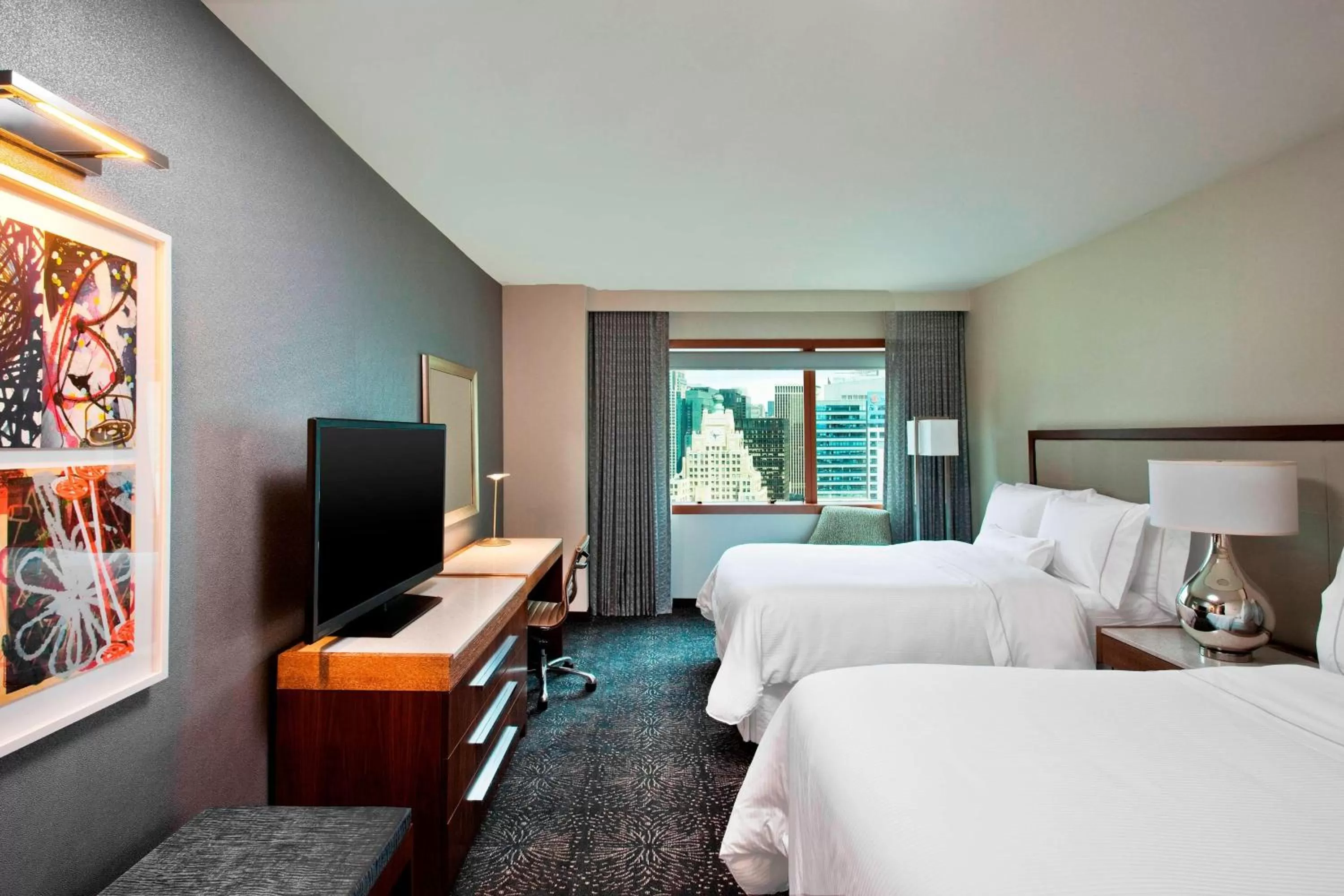 Grand Deluxe Queen Room with Two Queen Beds and Roll-in Shower - Mobility and Hearing Accessible in The Westin New York at Times Square