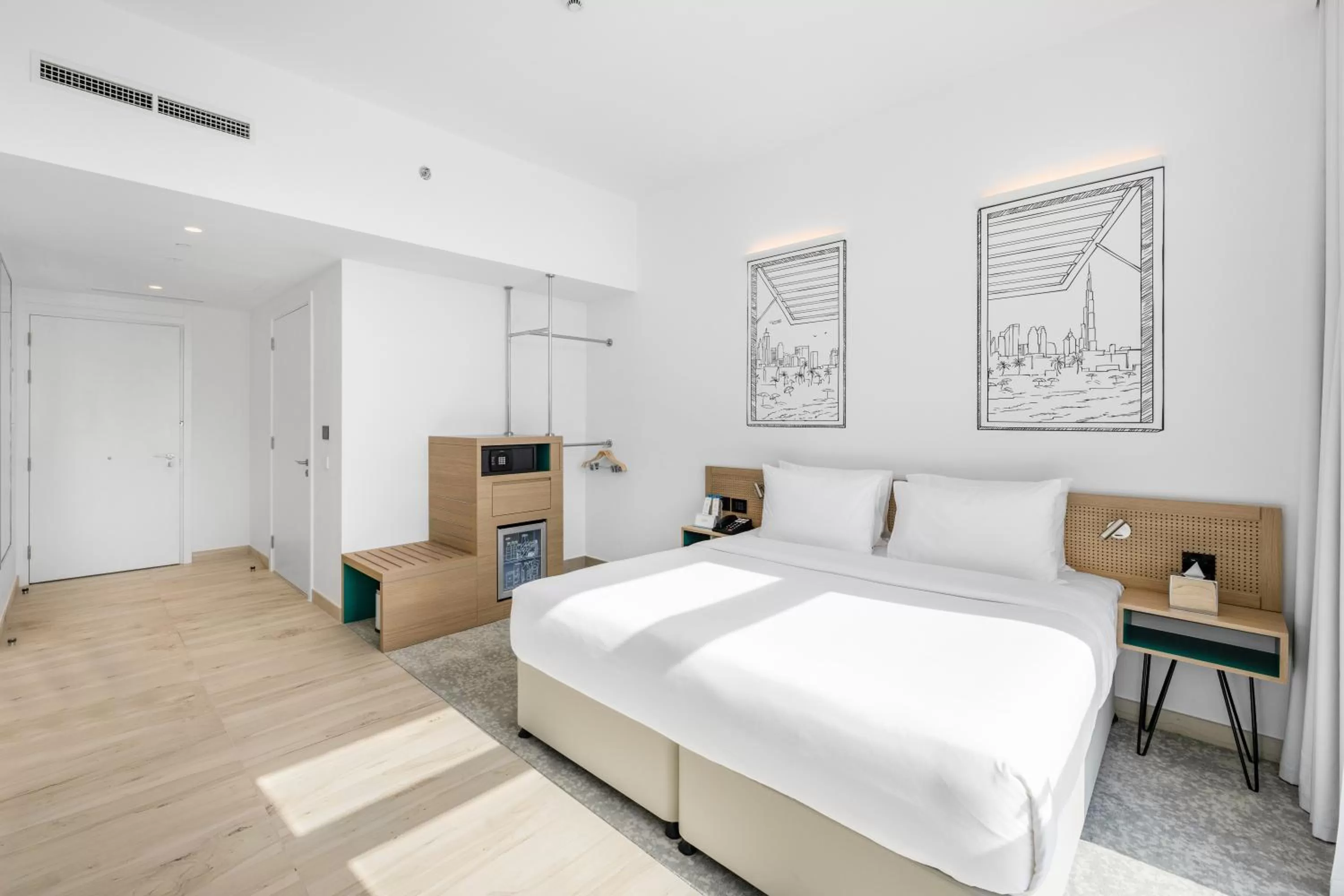 Bedroom, Bed in Ecos Dubai Hotel at Al Furjan