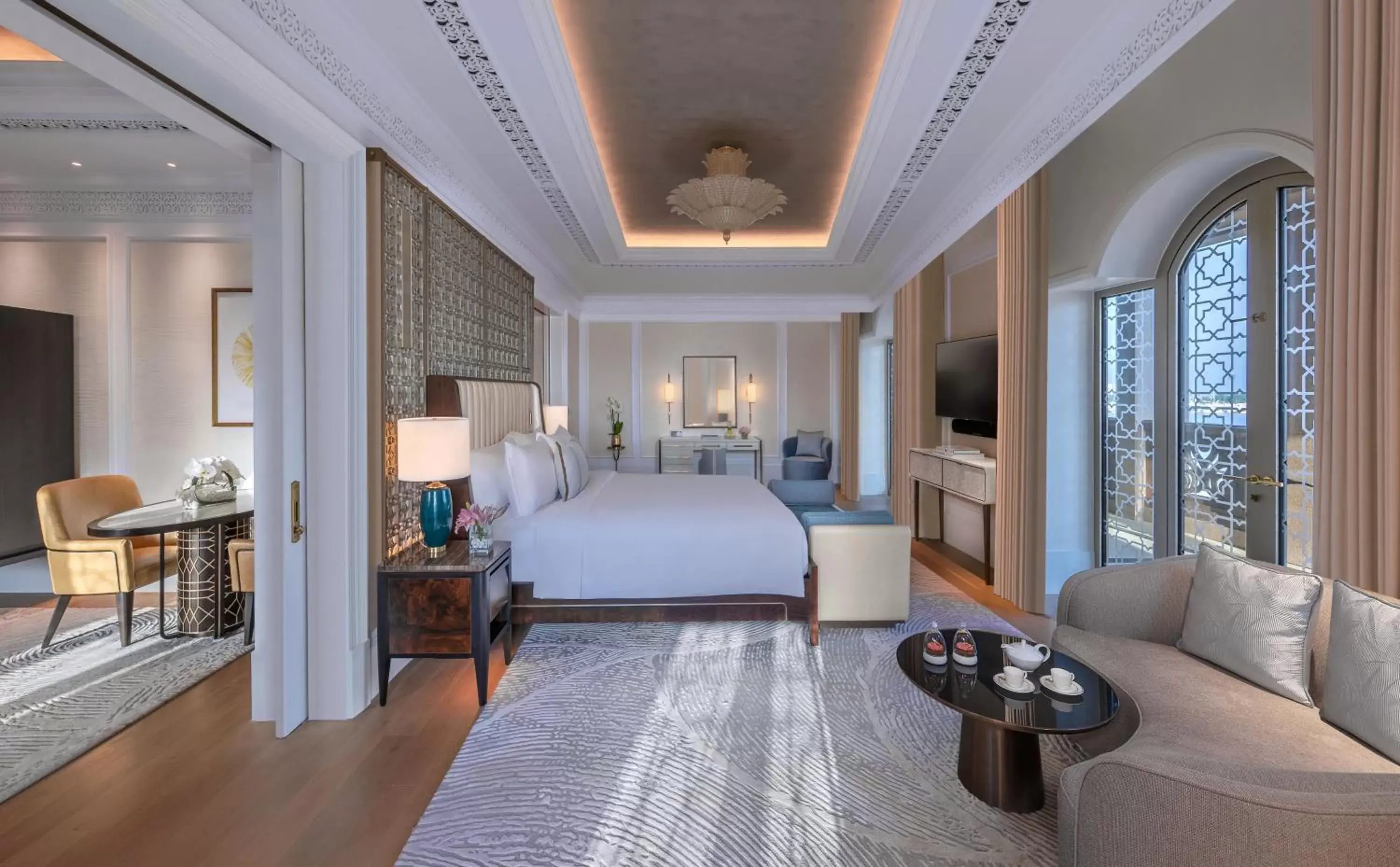 Panoramic Sea View Suite, Balcony with 24 hours Beachfront Club Lounge Access, including Daily Breakfast, Afternoon Tea, Evening Drinks & Canapes and Exclusive Beach Area in Emirates Palace Mandarin Oriental, Abu Dhabi