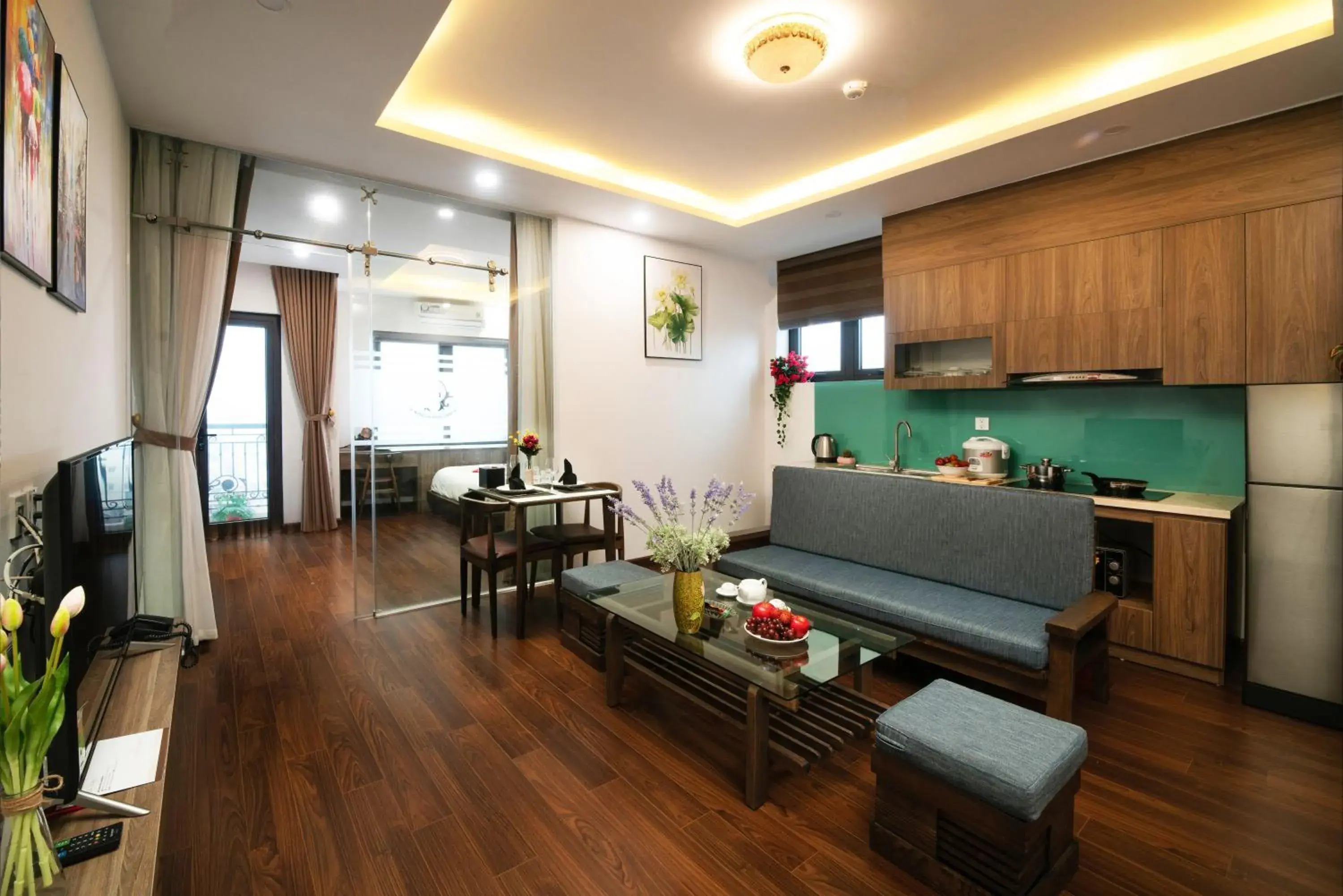 Living room, Kitchen/Kitchenette in Bao Hung Hotel and Apartment