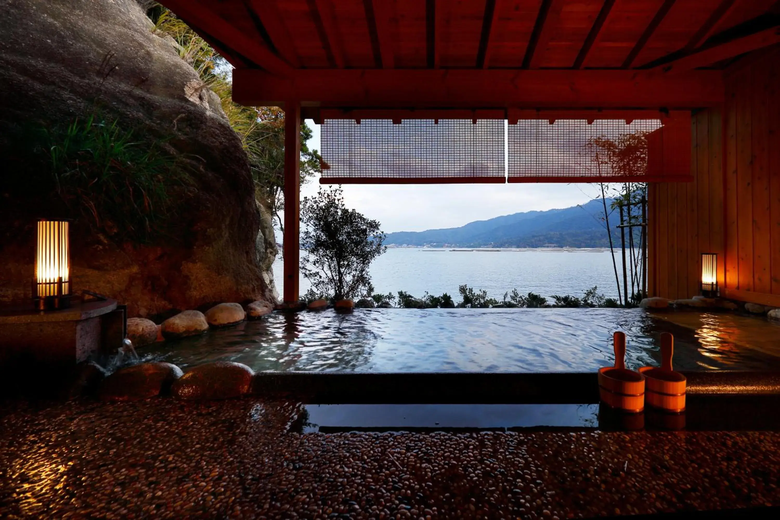 Hot Spring Bath, Swimming Pool in Aki Grand Hotel