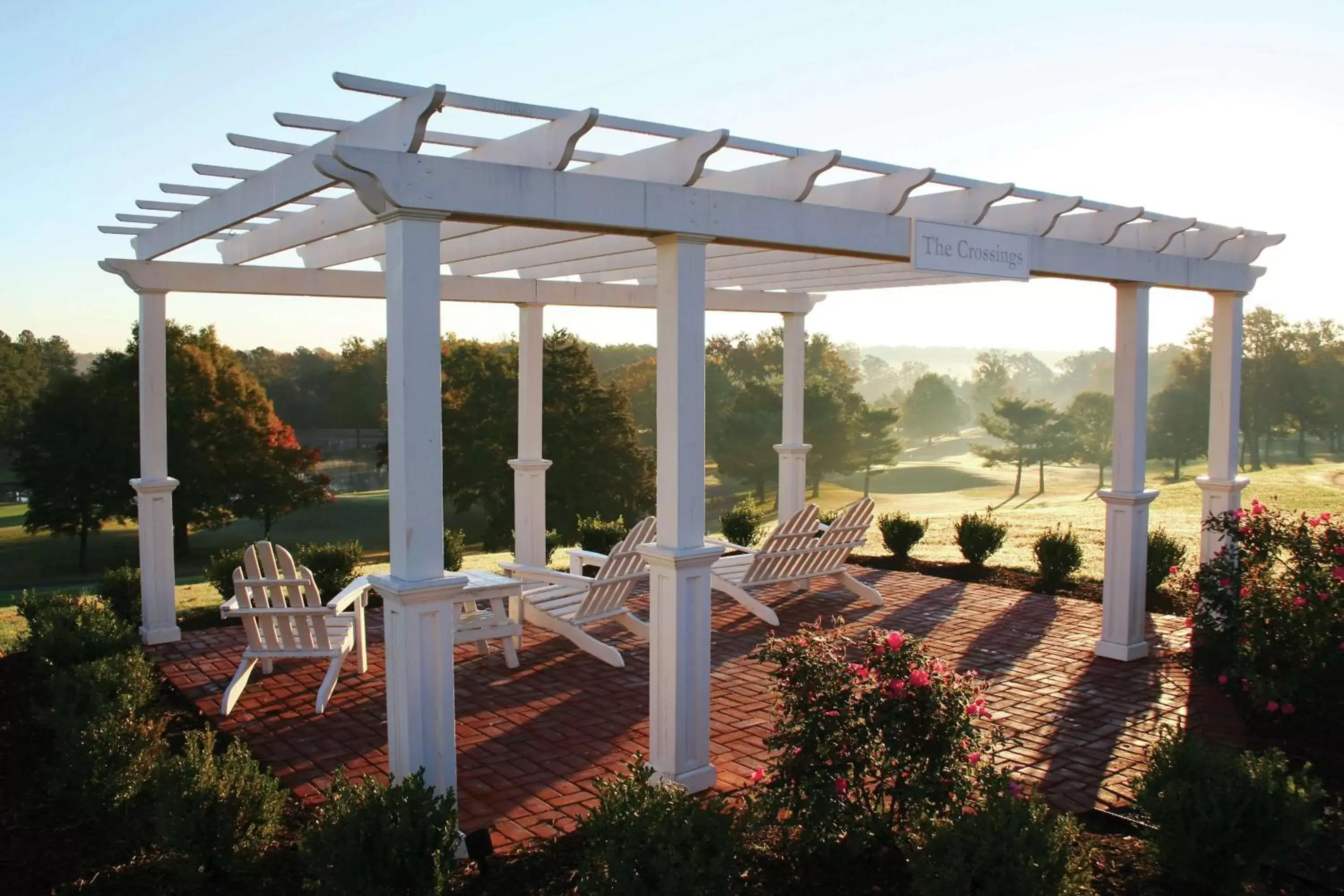 Inner courtyard view in Virginia Crossings Hotel, Tapestry Collection by Hilton