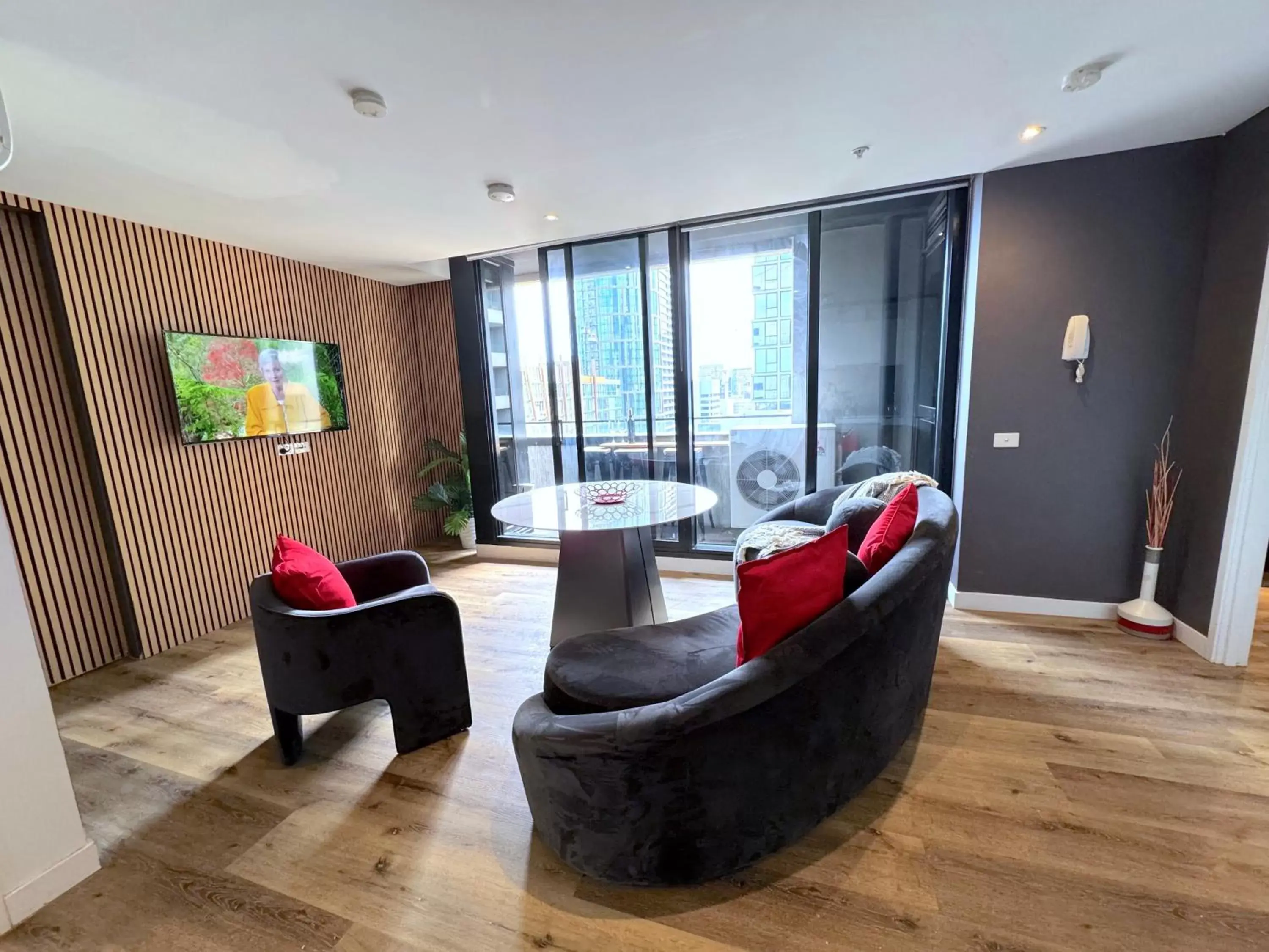 Seating Area in Aura on Flinders Serviced Apartments