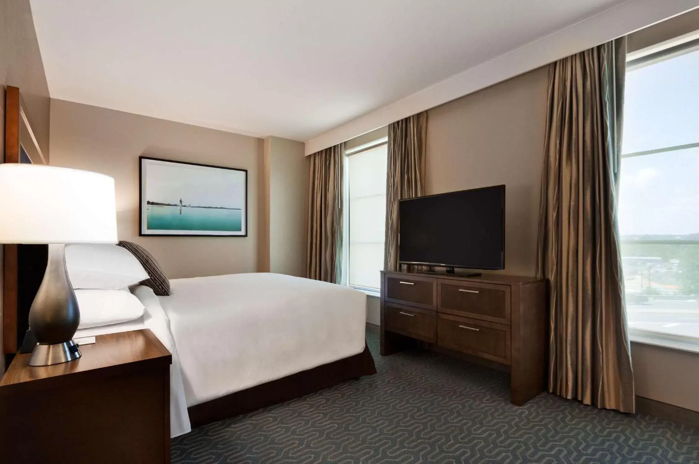 Bed, TV/Entertainment Center in Embassy Suites Springfield