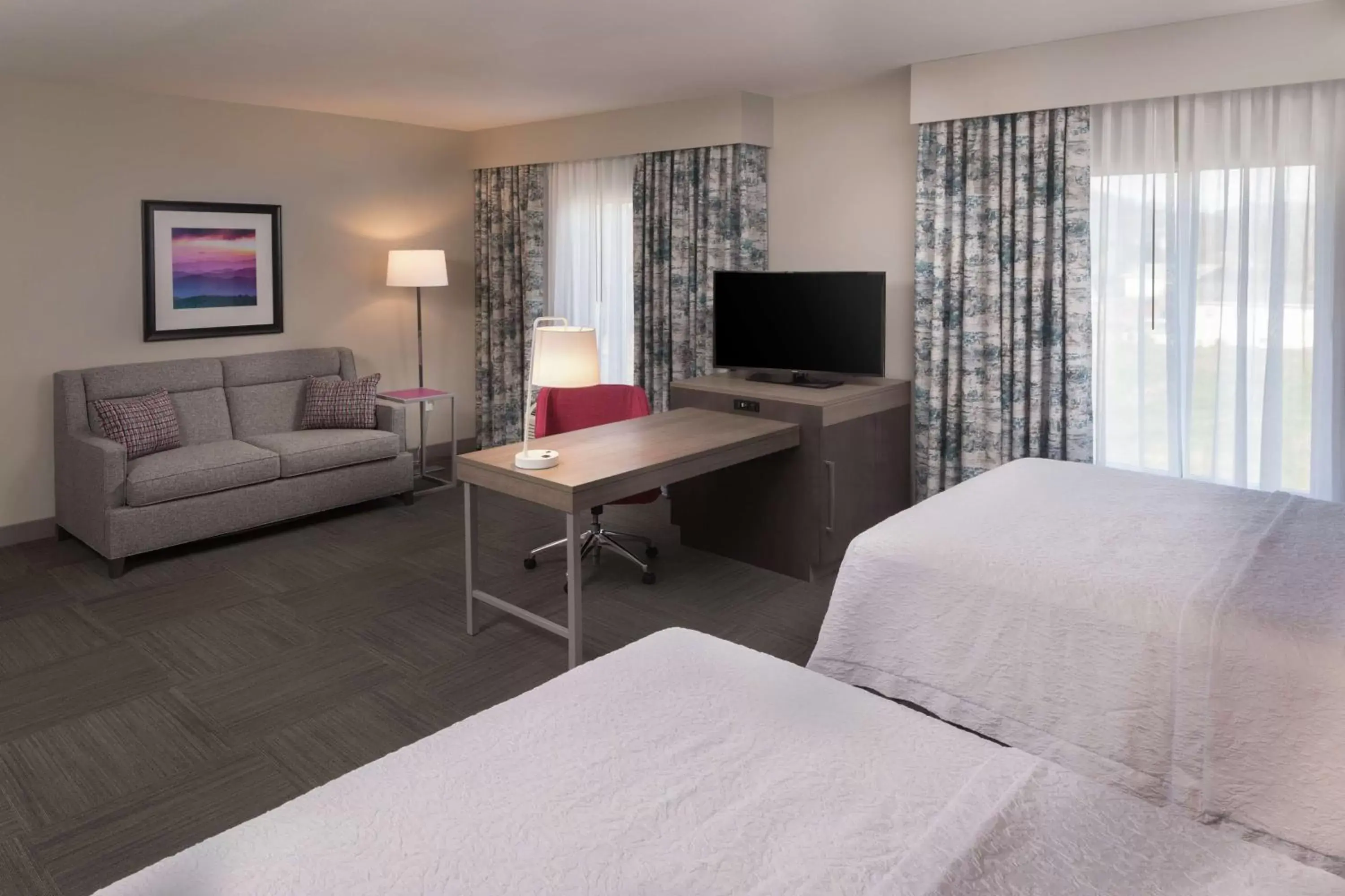 Bedroom, TV/Entertainment Center in Hampton Inn & Suites Asheville Biltmore Area