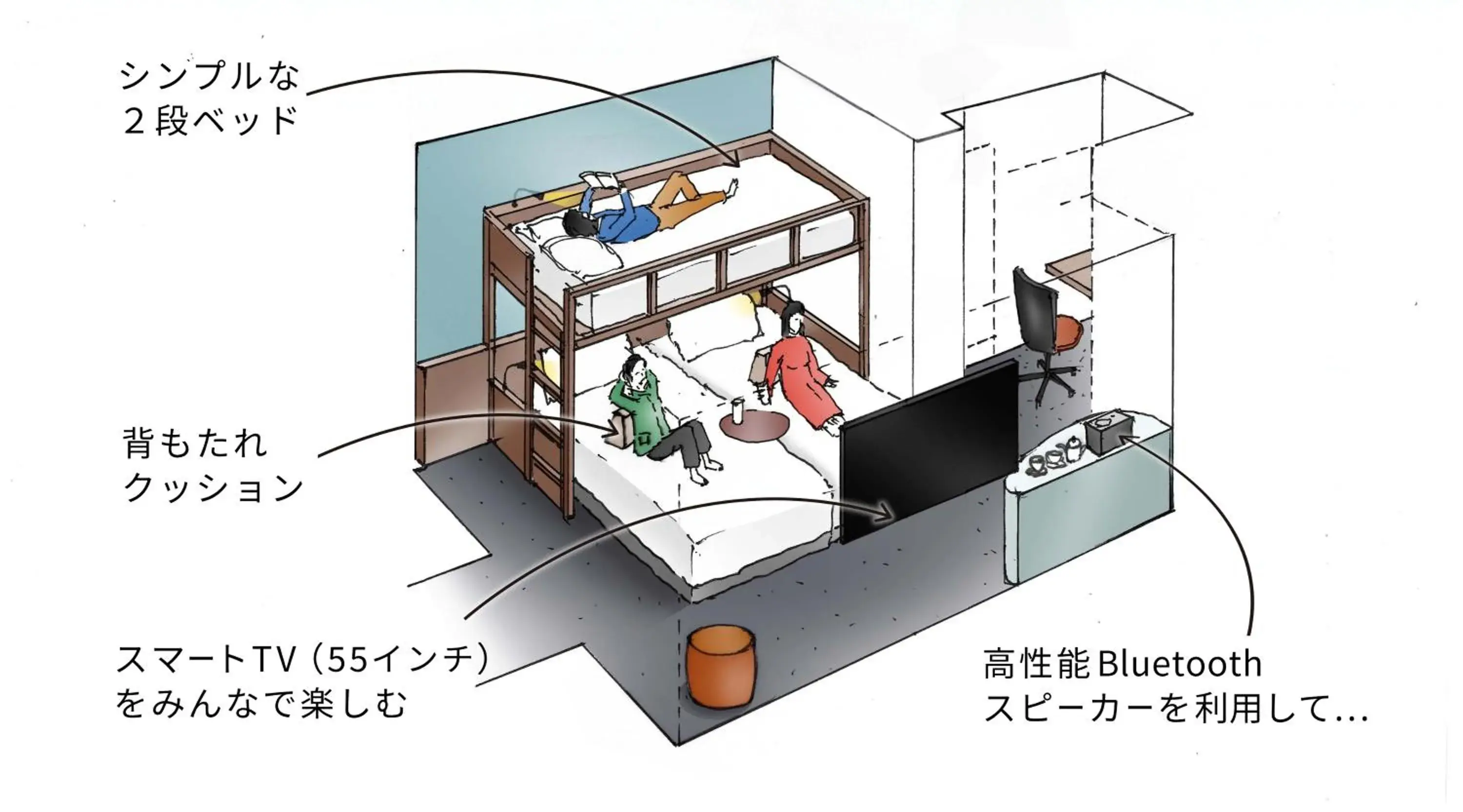 Photo of the whole room, Floor Plan in The B Tokyo Shimbashi Toranomon