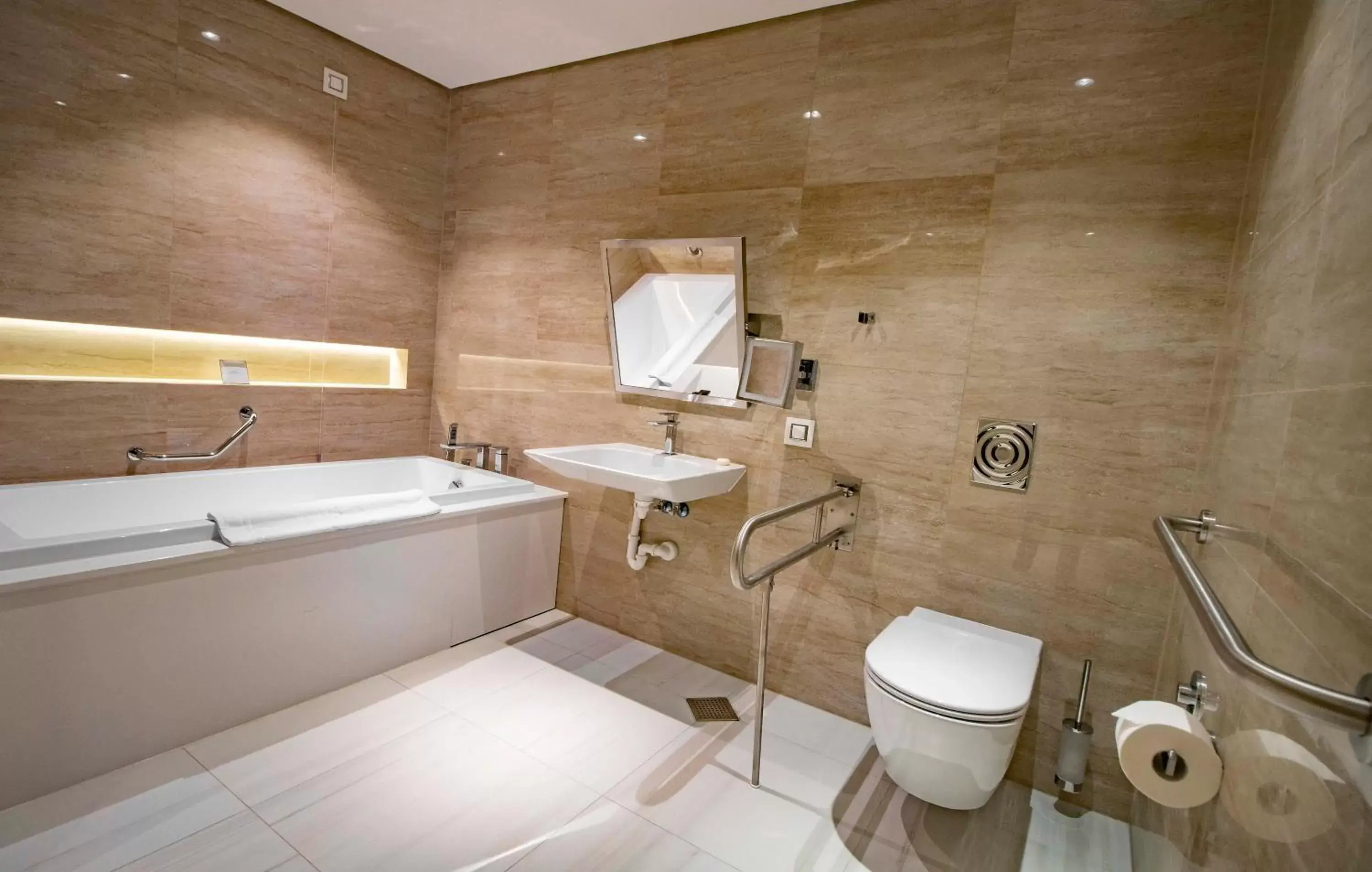 Bathroom in Grand Hotel Millennium Sofia - The Most Spacious Rooms in Sofia, Secured Paid Underground Parking