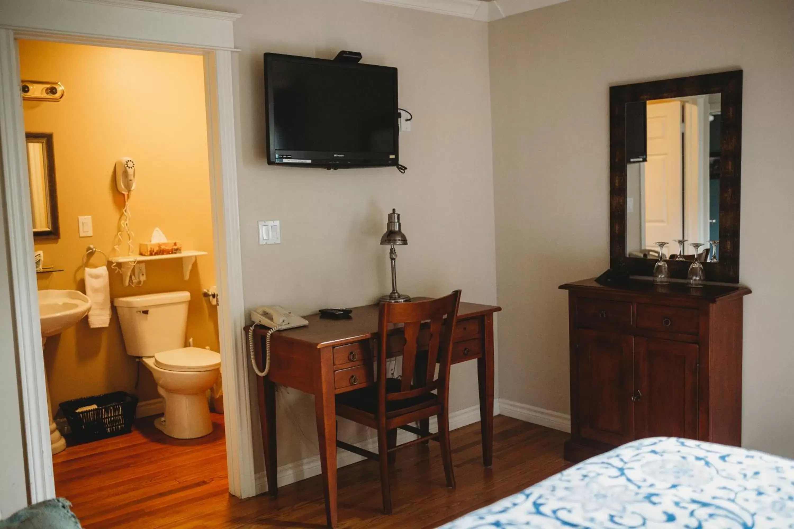 Bathroom, TV/Entertainment Center in Carriage House Inn Four and a Half Stars