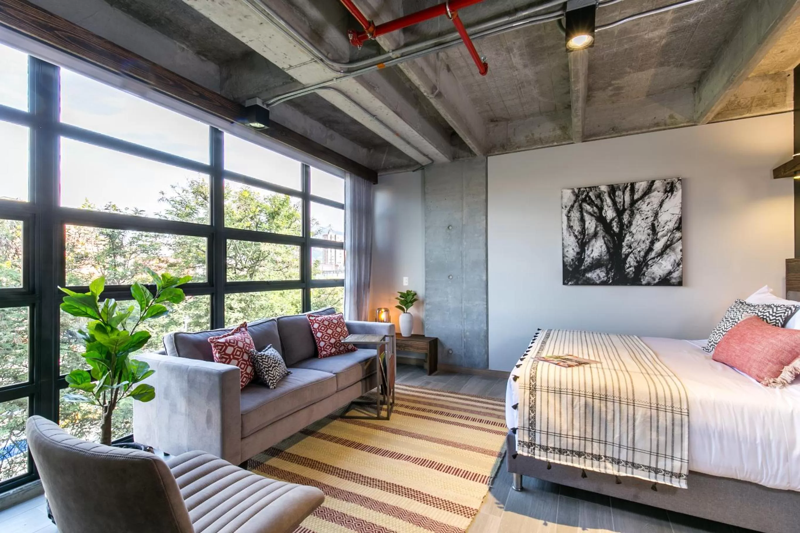 Bed in Factory Lofts Hotel