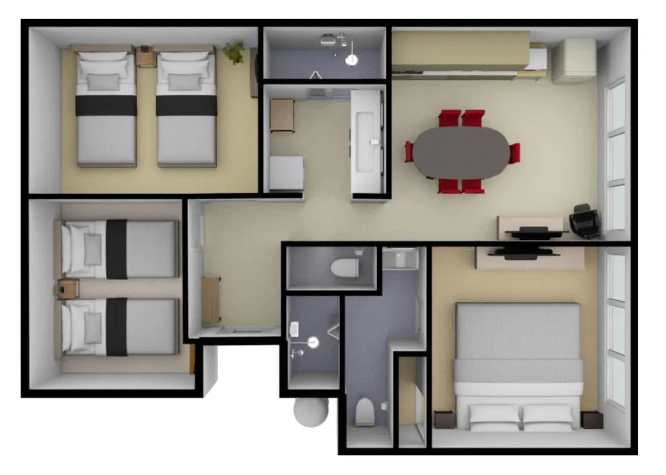 Photo of the whole room, Floor Plan in R&Run Kyoto Serviced Apartment & Suites