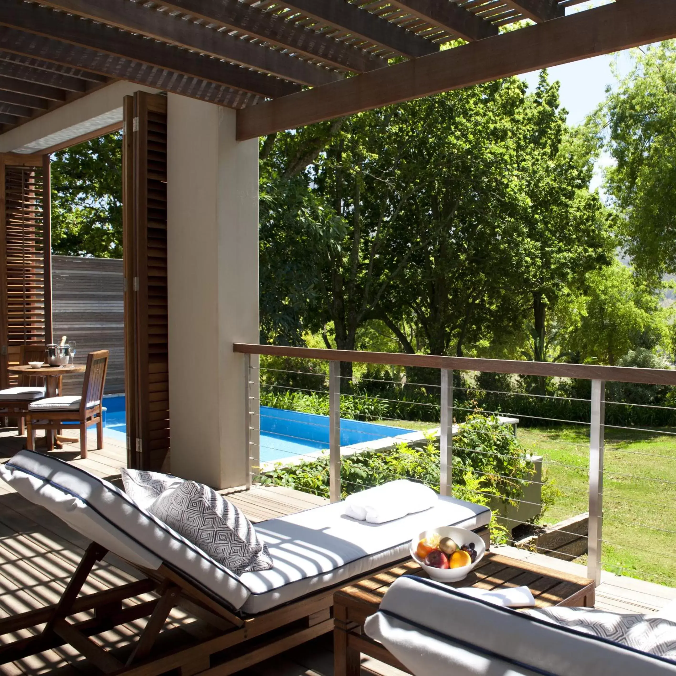 Patio, Pool View in Delaire Graff Lodges and Spa