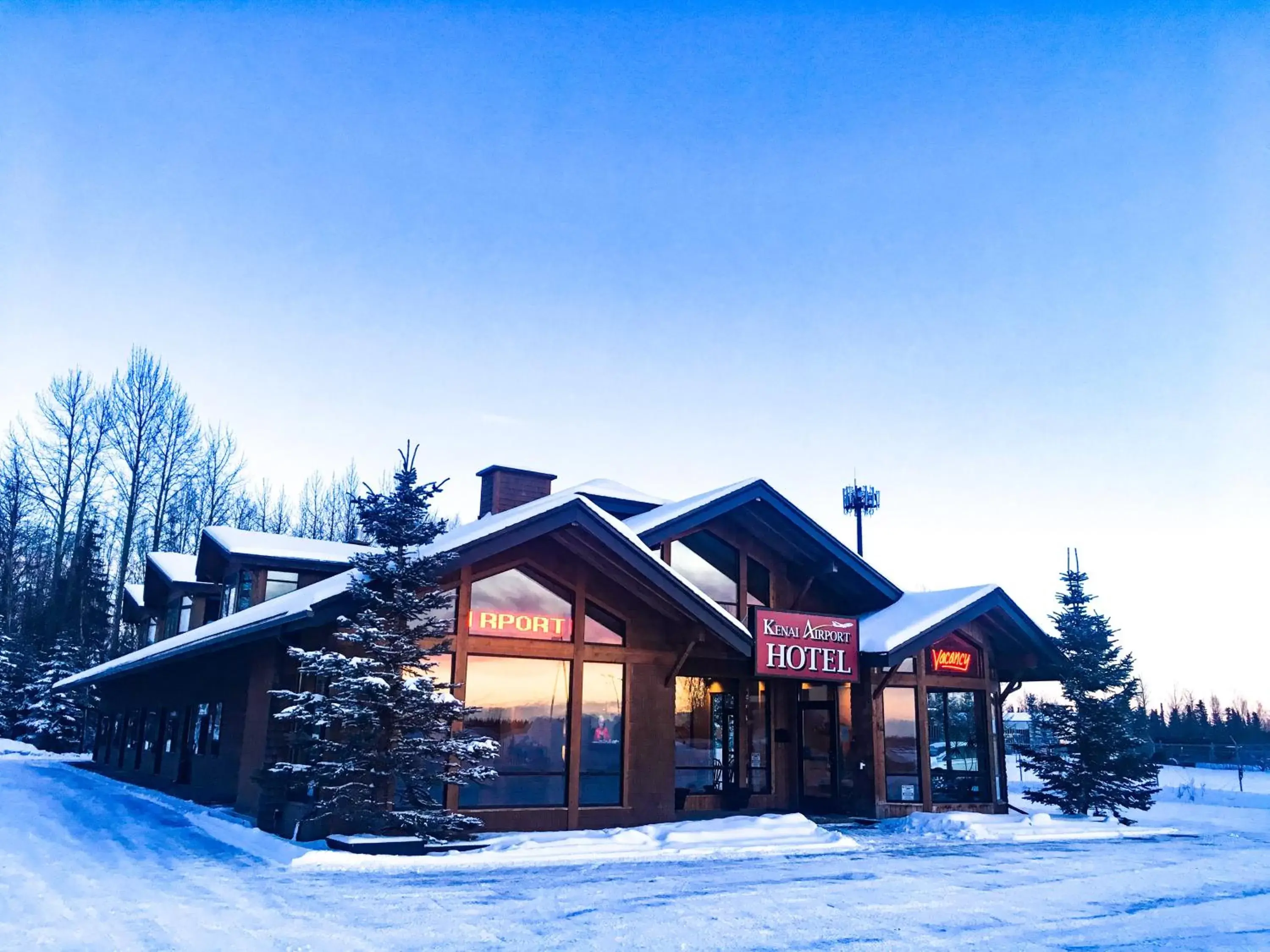 Property building, Winter in Kenai Airport Hotel