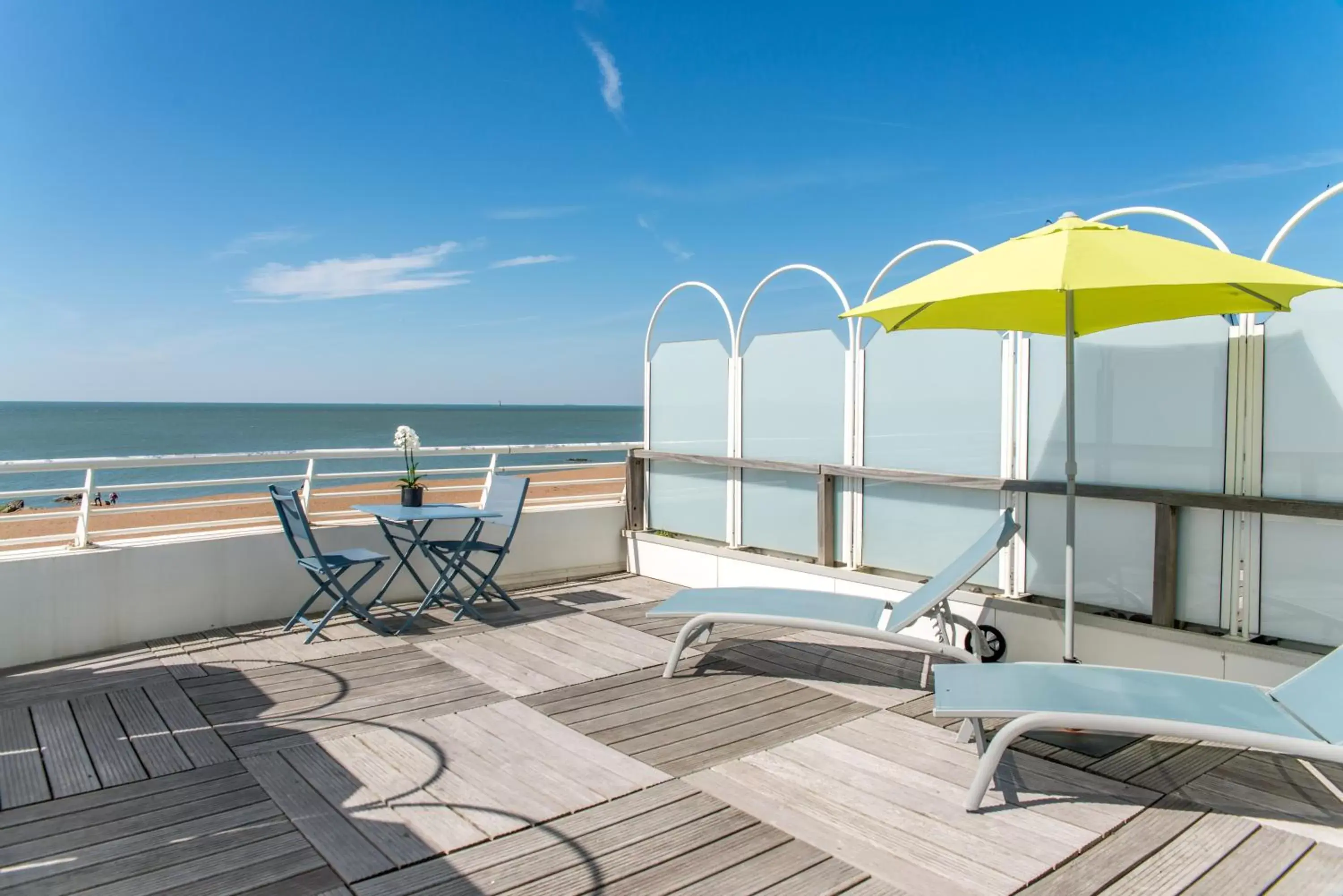 Balcony/Terrace, Swimming Pool in Best Western Hotel De La Plage Saint Marc sur Mer