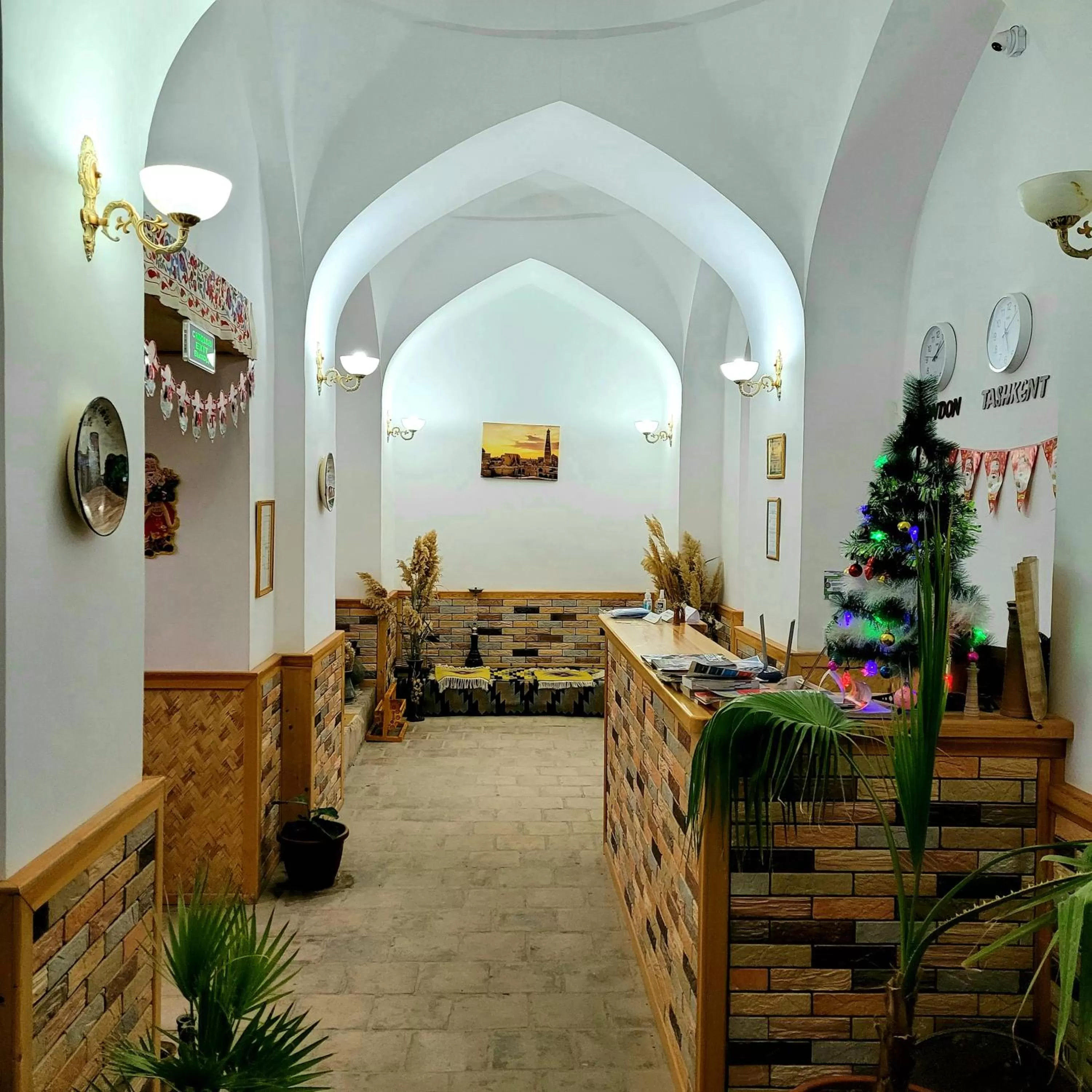 Lobby or reception in madrasah Polvon-Qori boutique hotel XIX century
