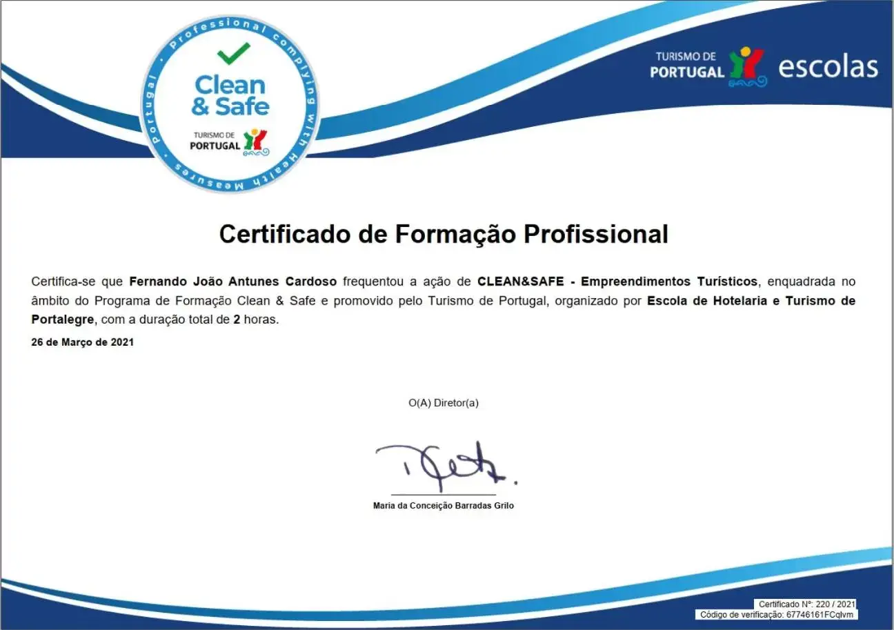 Certificate/Award in Quinta Pedras De Baixo