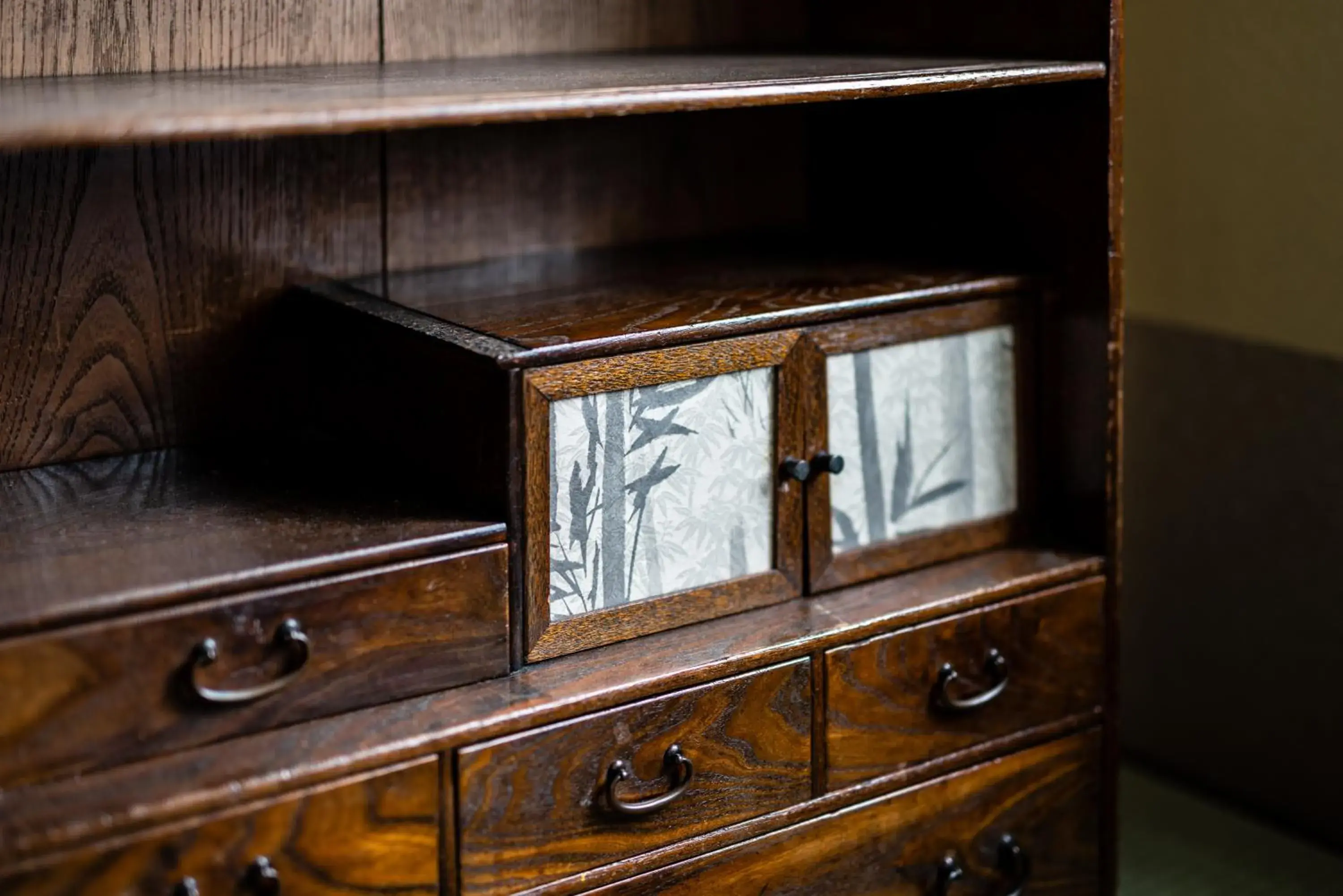 Decorative detail, TV/Entertainment Center in Kohaku an Machiya House