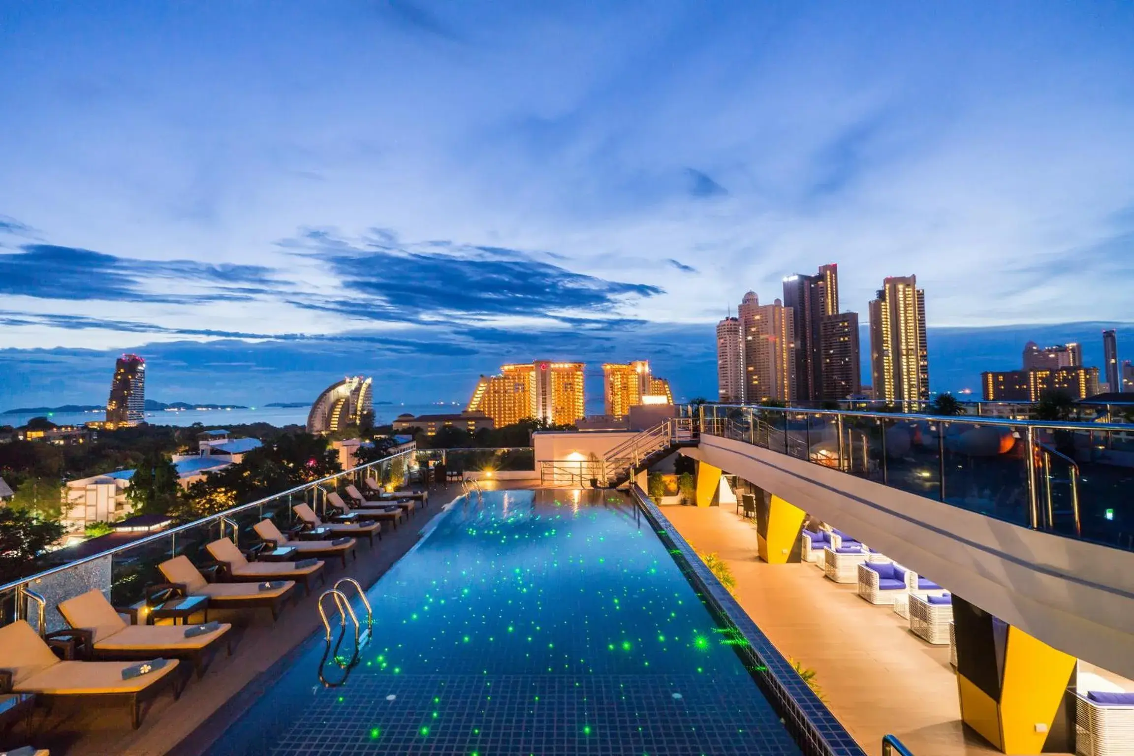 Food close-up, Swimming Pool in Blue Boat Design Hotel