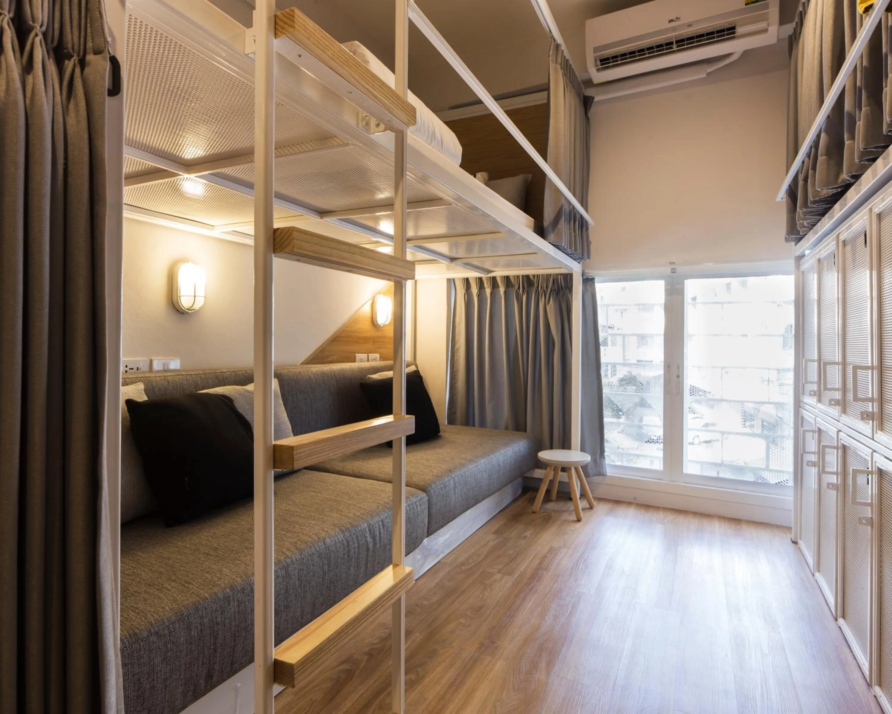 Seating area, Bed in Bed One Block Hostel