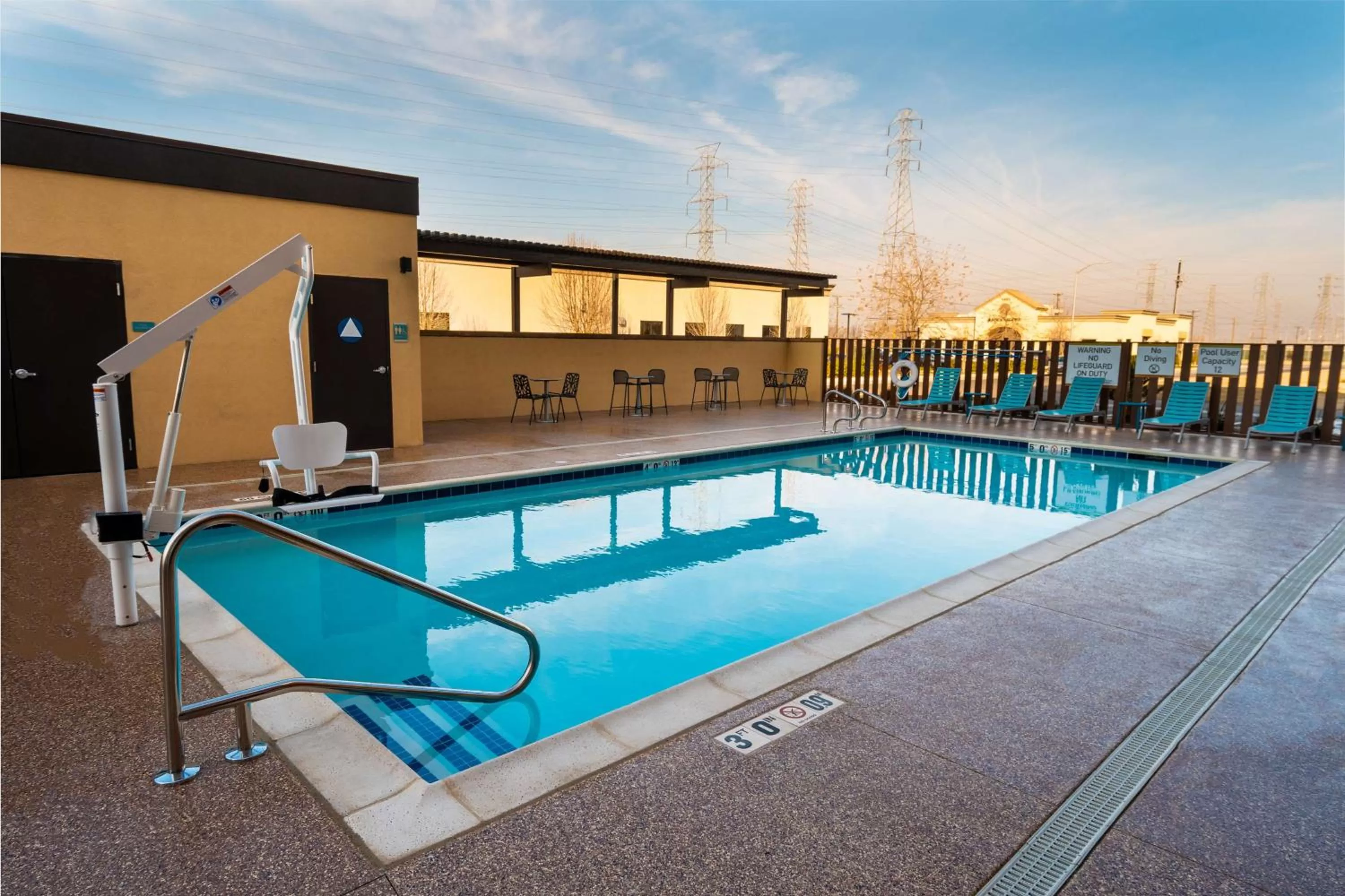 Pool view in Home2 Suites Bakersfield