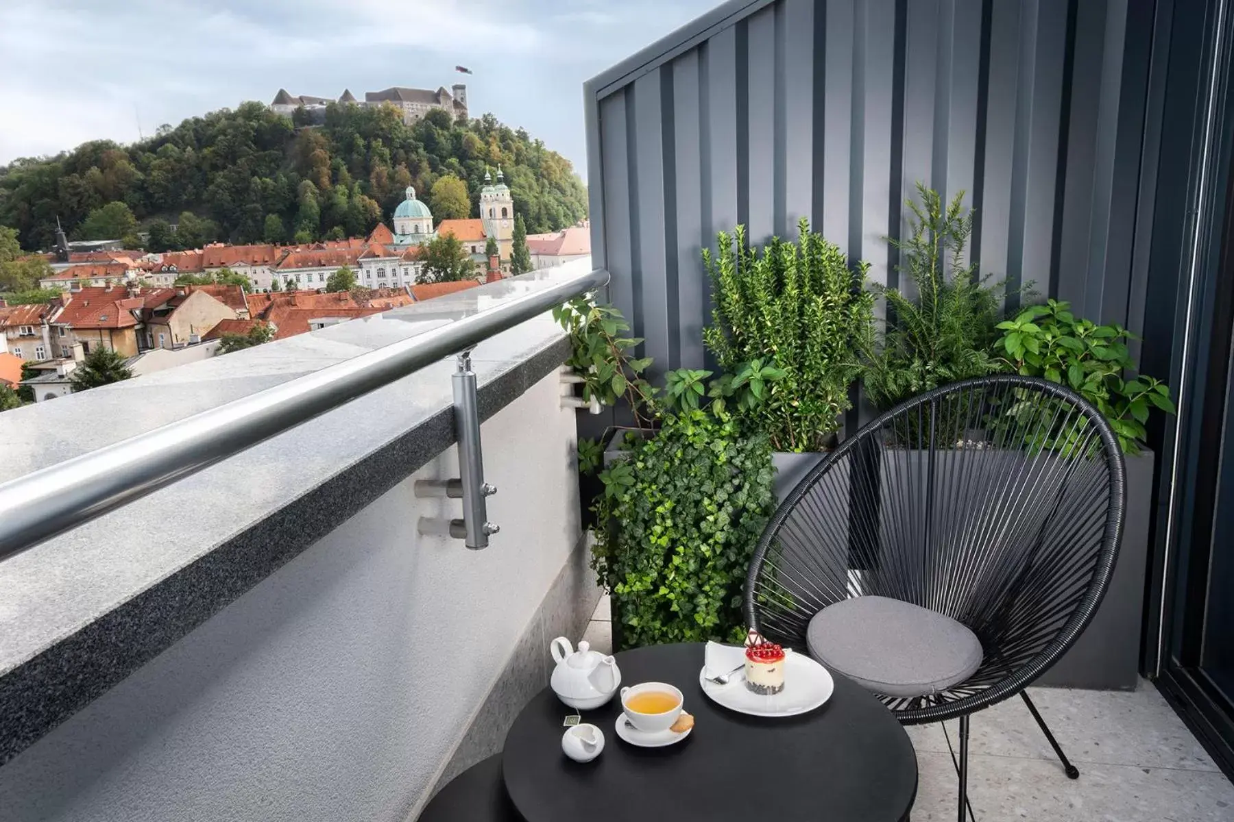 View (from property/room), Balcony/Terrace in City Hotel Ljubljana