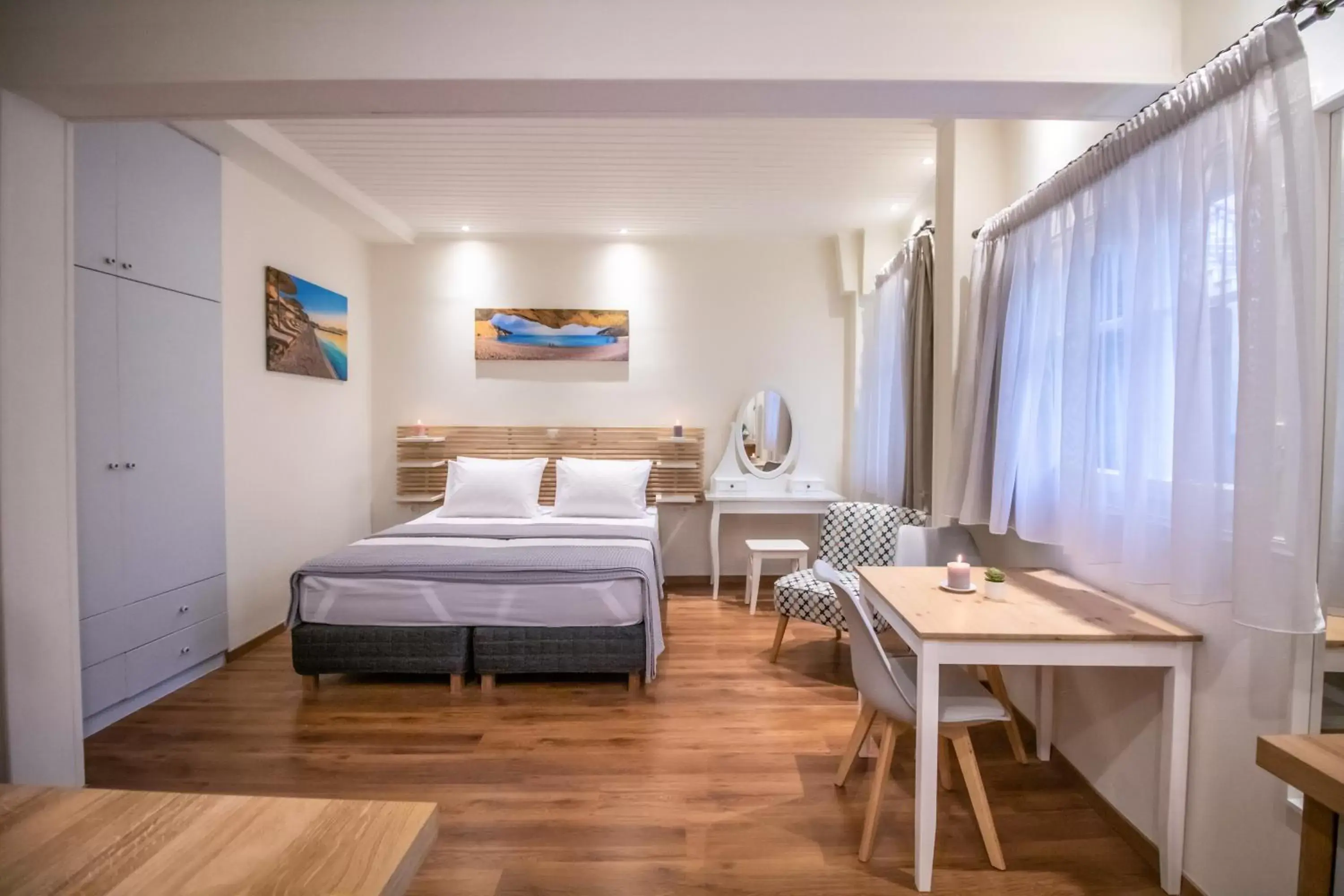 Bed in Levkosh Apartments at Lefkada's Heart