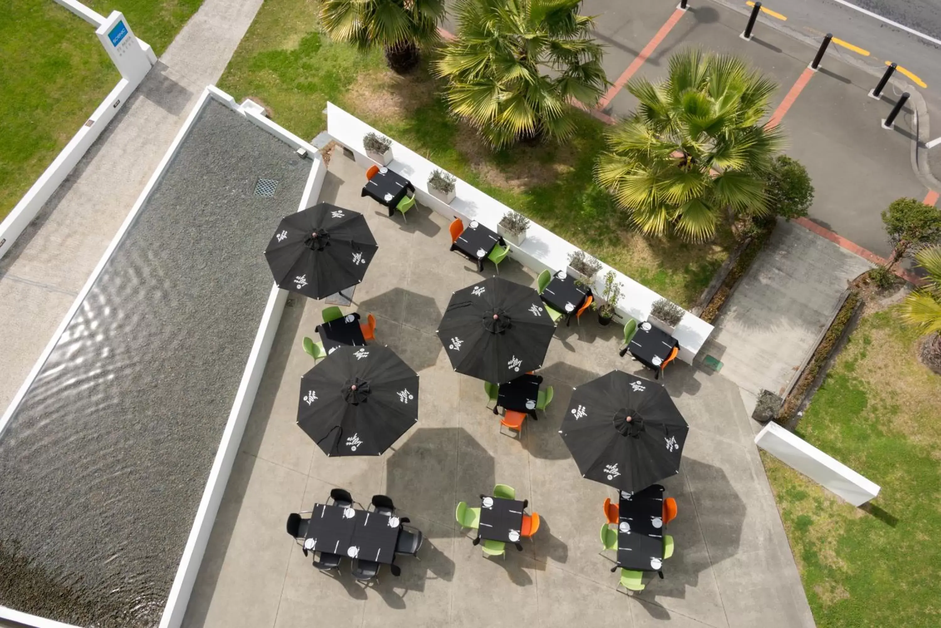 Patio, Bird's-eye View in Scenic Hotel Te Pania