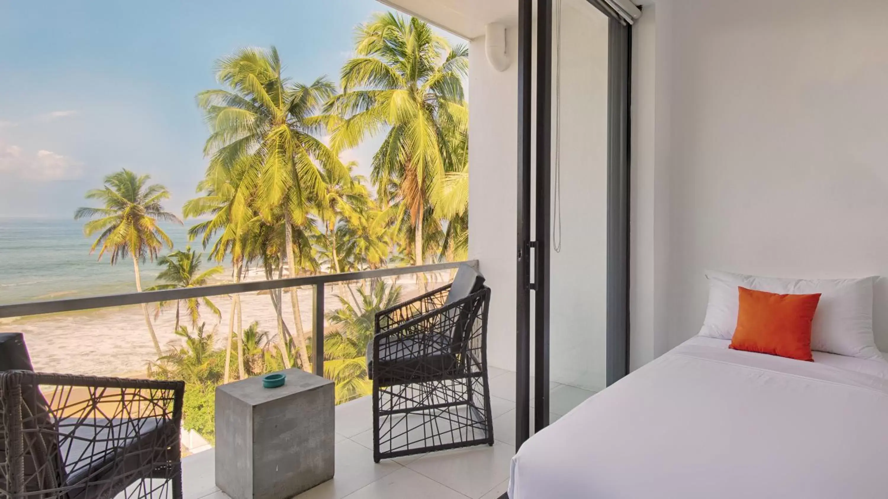 Bedroom, Balcony/Terrace in Hotel J Ambalangoda