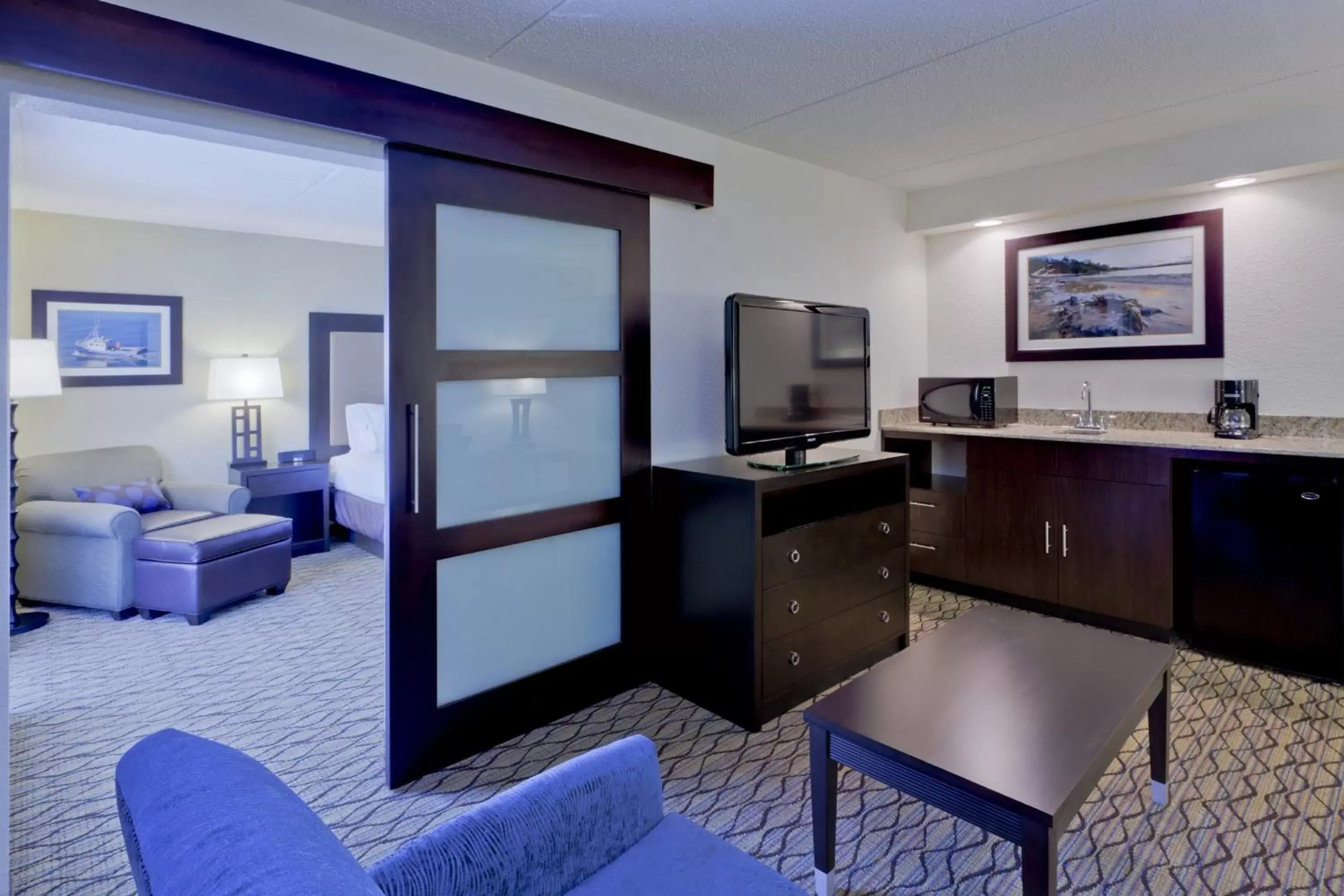 Bedroom, TV/Entertainment Center in Holiday Inn Express Baltimore BWI Airport West, an IHG Hotel