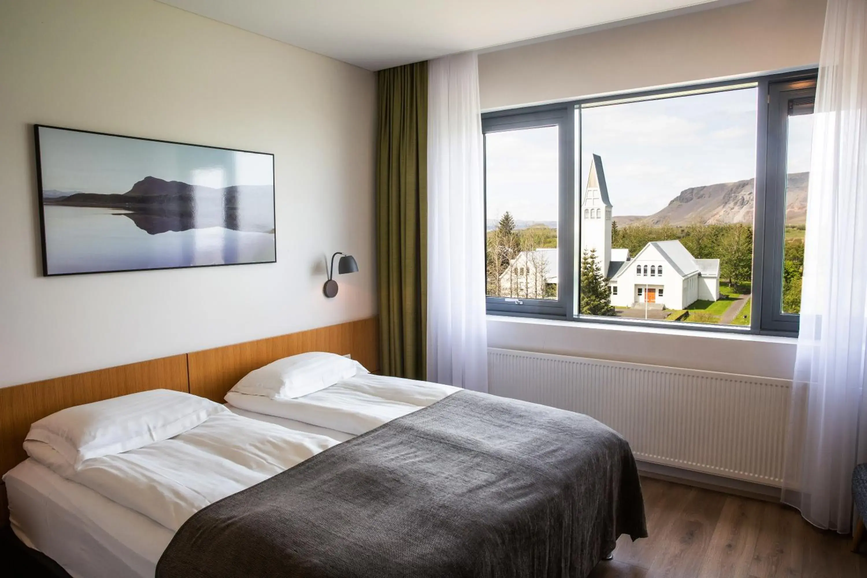 View (from property/room), Bed in Hotel Selfoss & Spa
