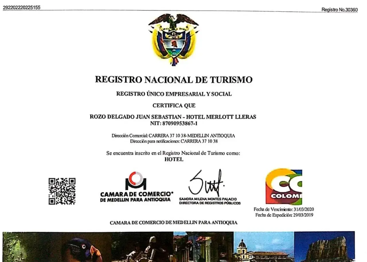 Logo/Certificate/Sign in Hotel Merlott Lleras