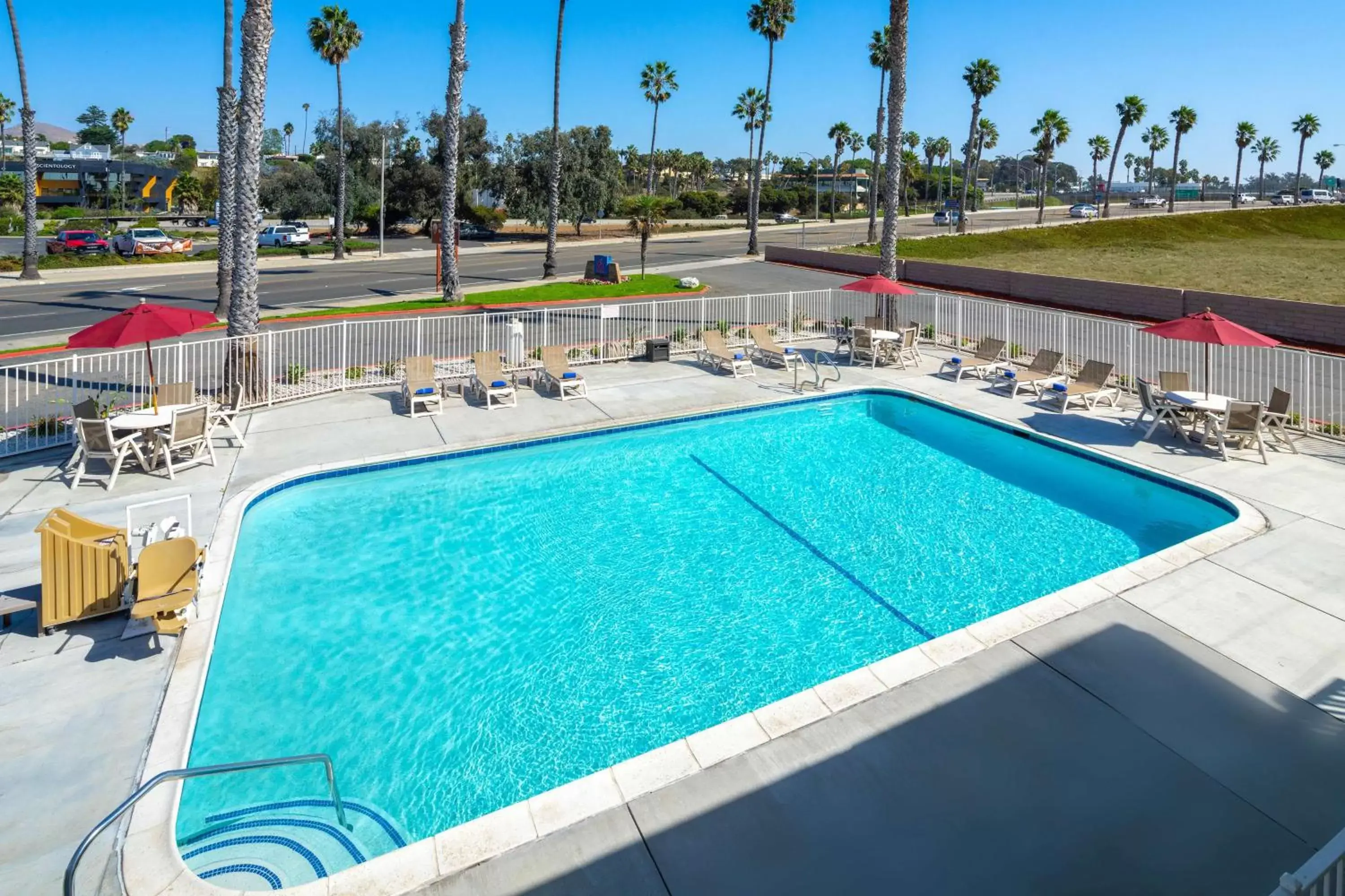 Pool View in Motel 6-Ventura, CA - Beach