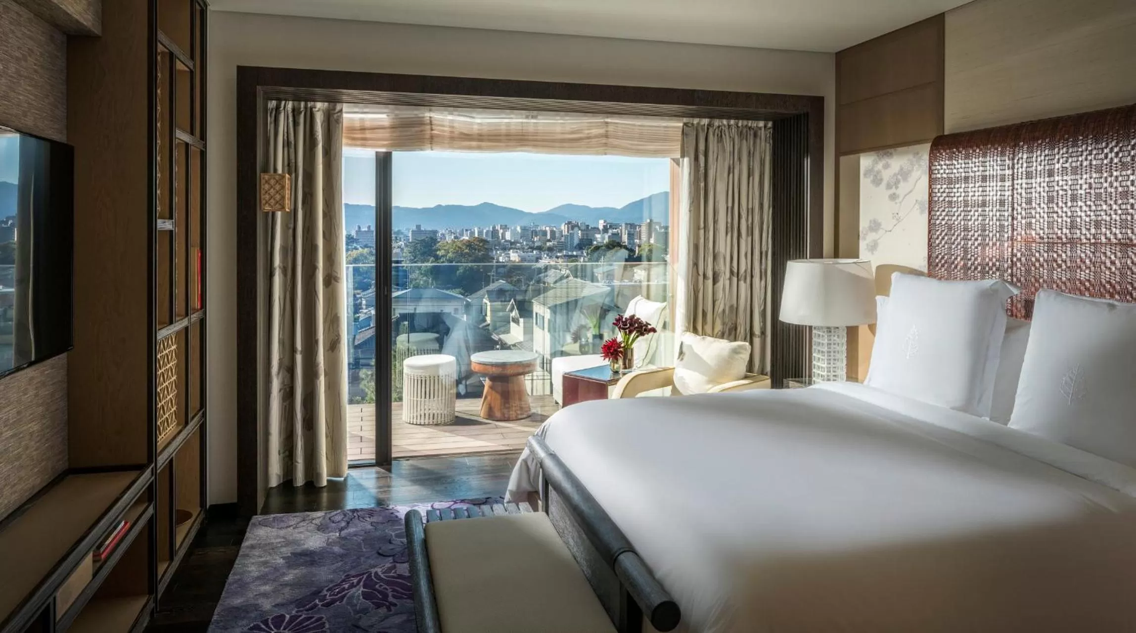 View (from property/room), Bed in Four Seasons Hotel Kyoto