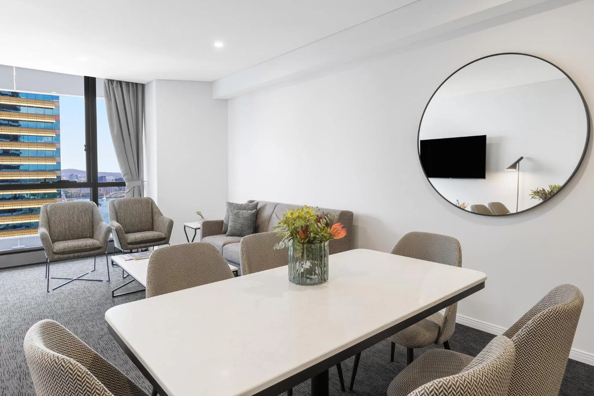 Living room in Meriton Suites Herschel Street, Brisbane